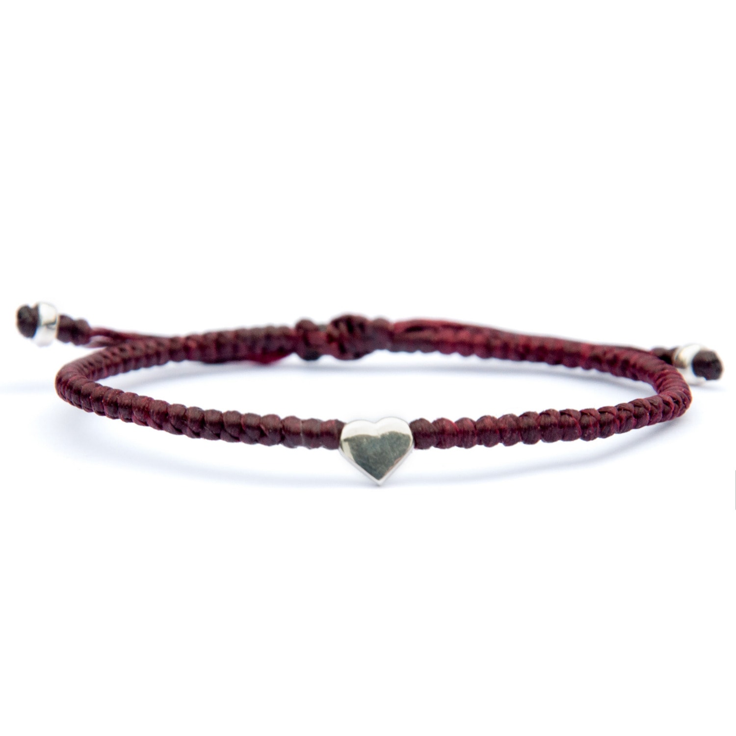 Tiny Silver Heart Wine Red Bracelet For Women - Multicolour Harbour Uk Bracelets