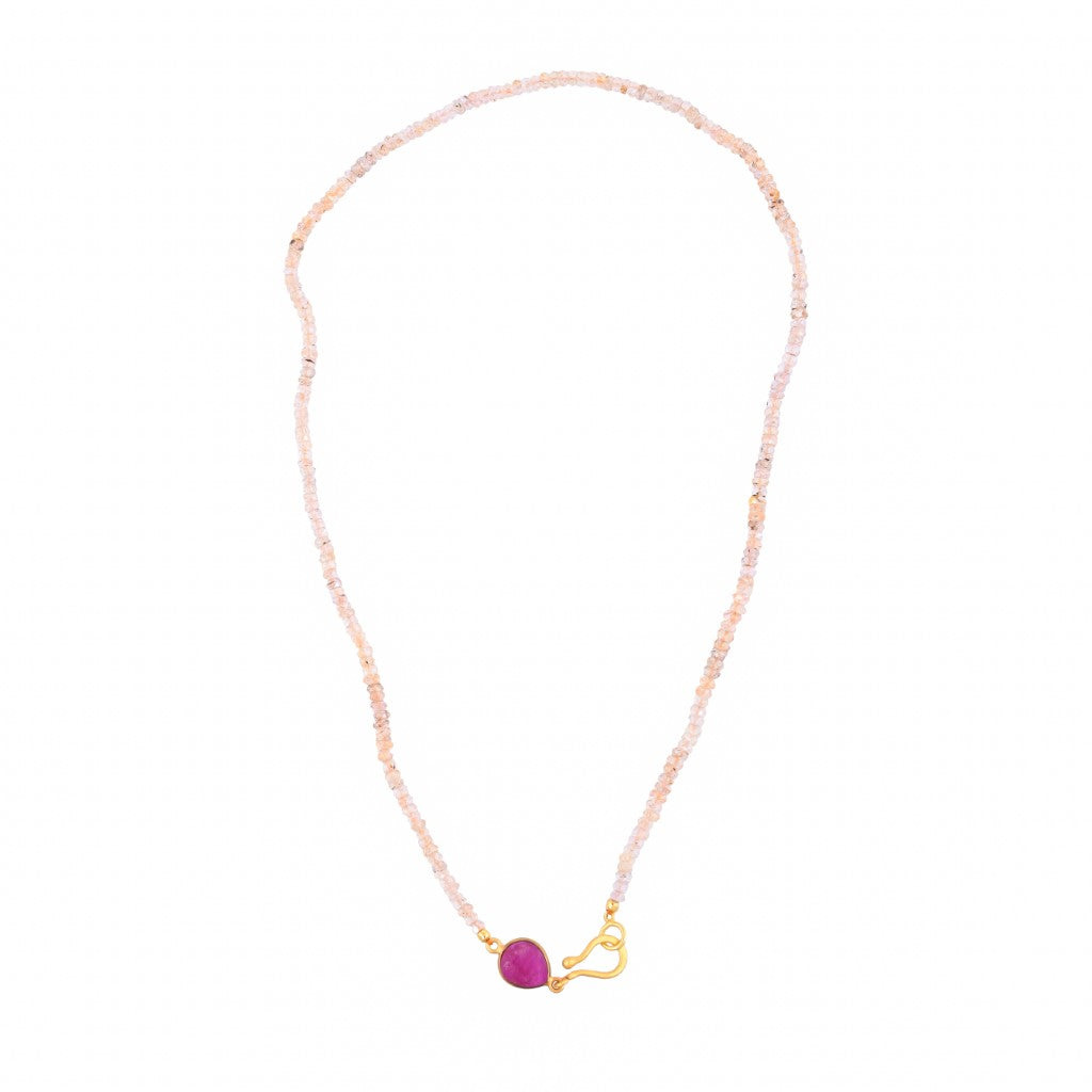 Opium Jewels Women's Gold / Orange Faceted Orange Sapphire Strand With Raw Cut Ruby Clasp In Multi