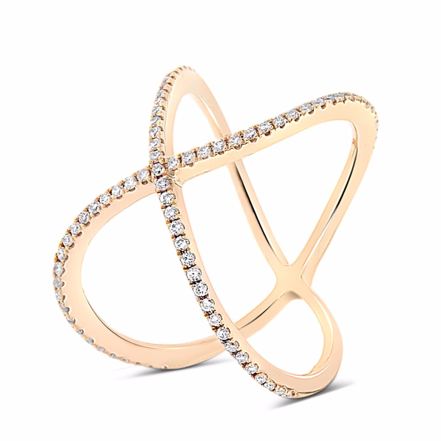 Women’s Modern X Diamond Ring 18K Rose Gold Cosanuova