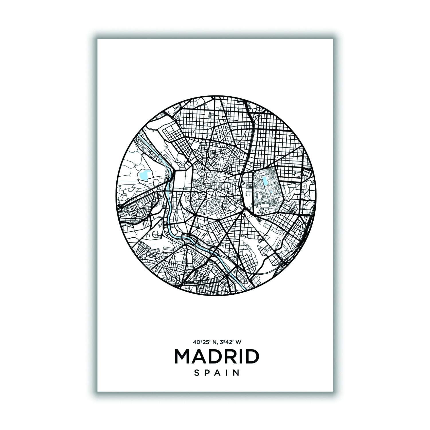 Black Map Of Madrid Extra Small Stanley Print House