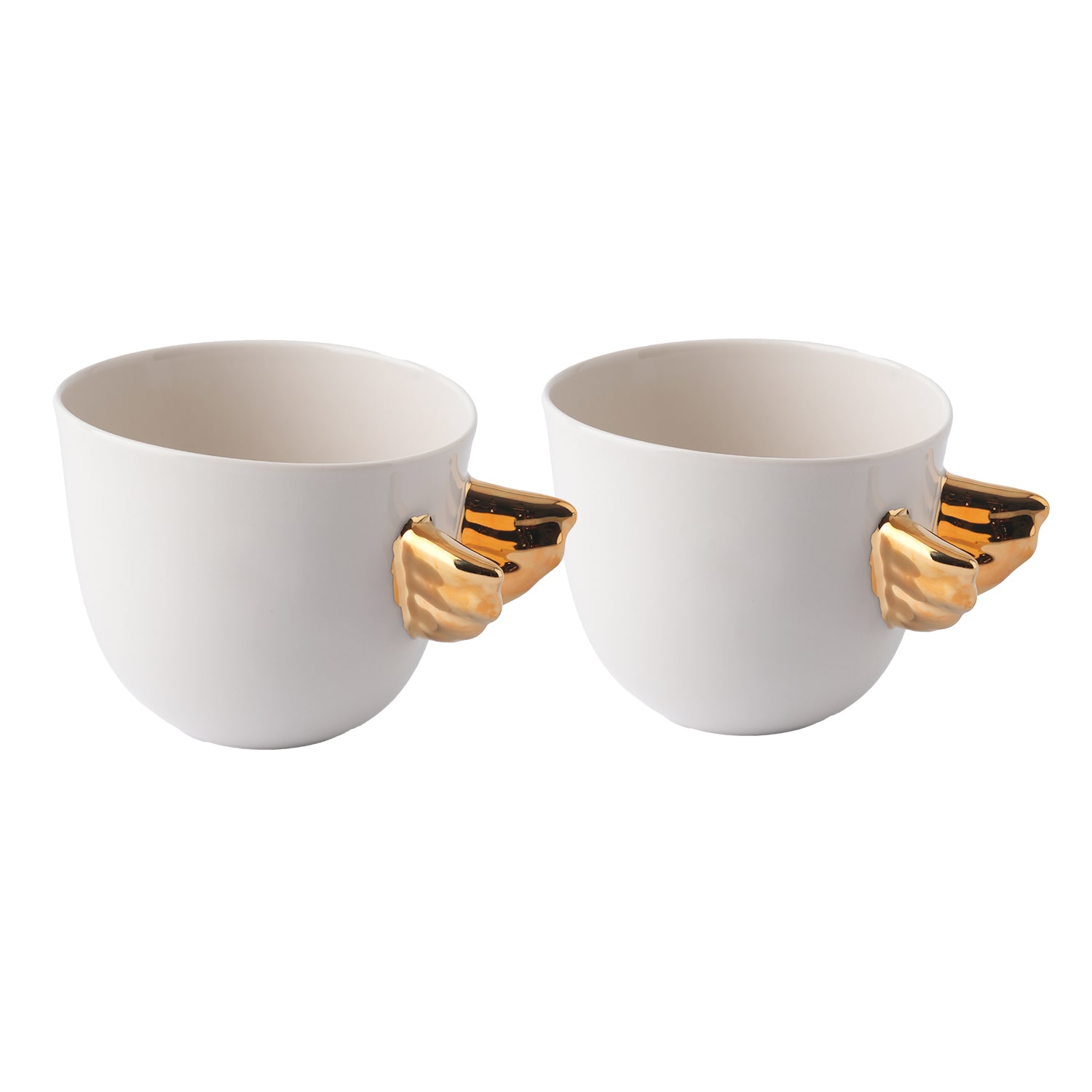 Maji Atelier Neutrals / Gold Volans Winged Porcelain Cup Set Of Two – Transparent