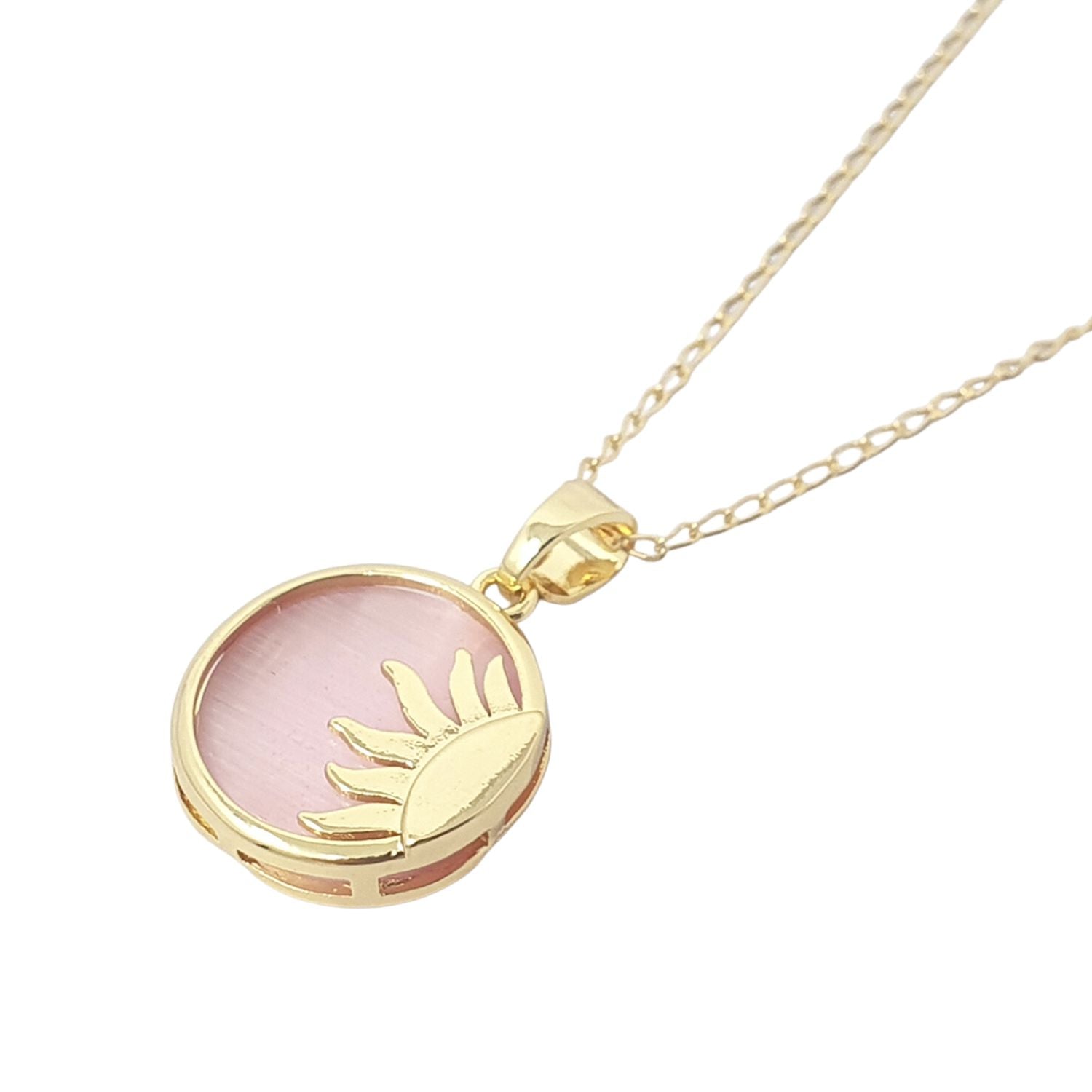 Women’s Gold / Pink / Purple Sun Pendant Celestial Coin Dainty Gold Plated Necklace Harfi