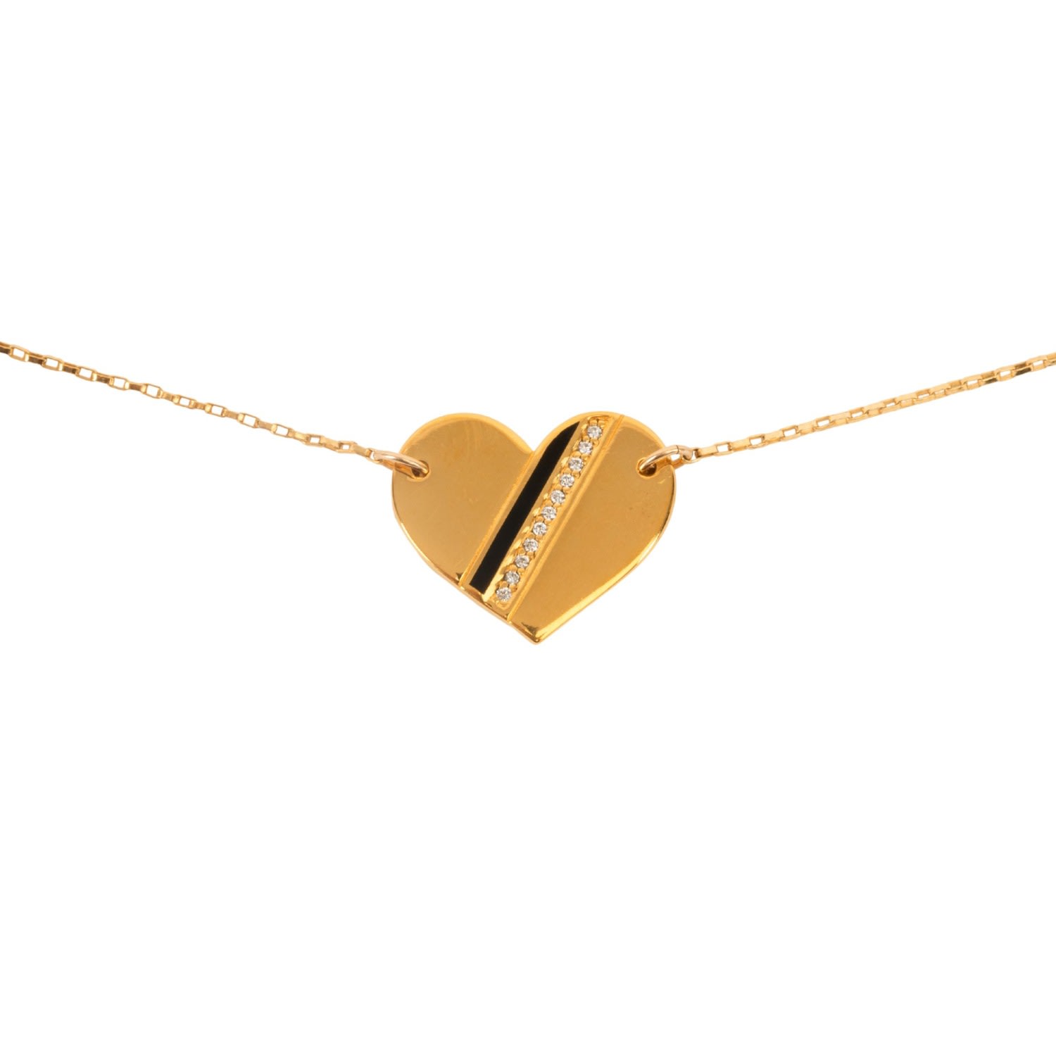 Gwen Beloti Jewelry Women's Golden Heart Stripe Necklace