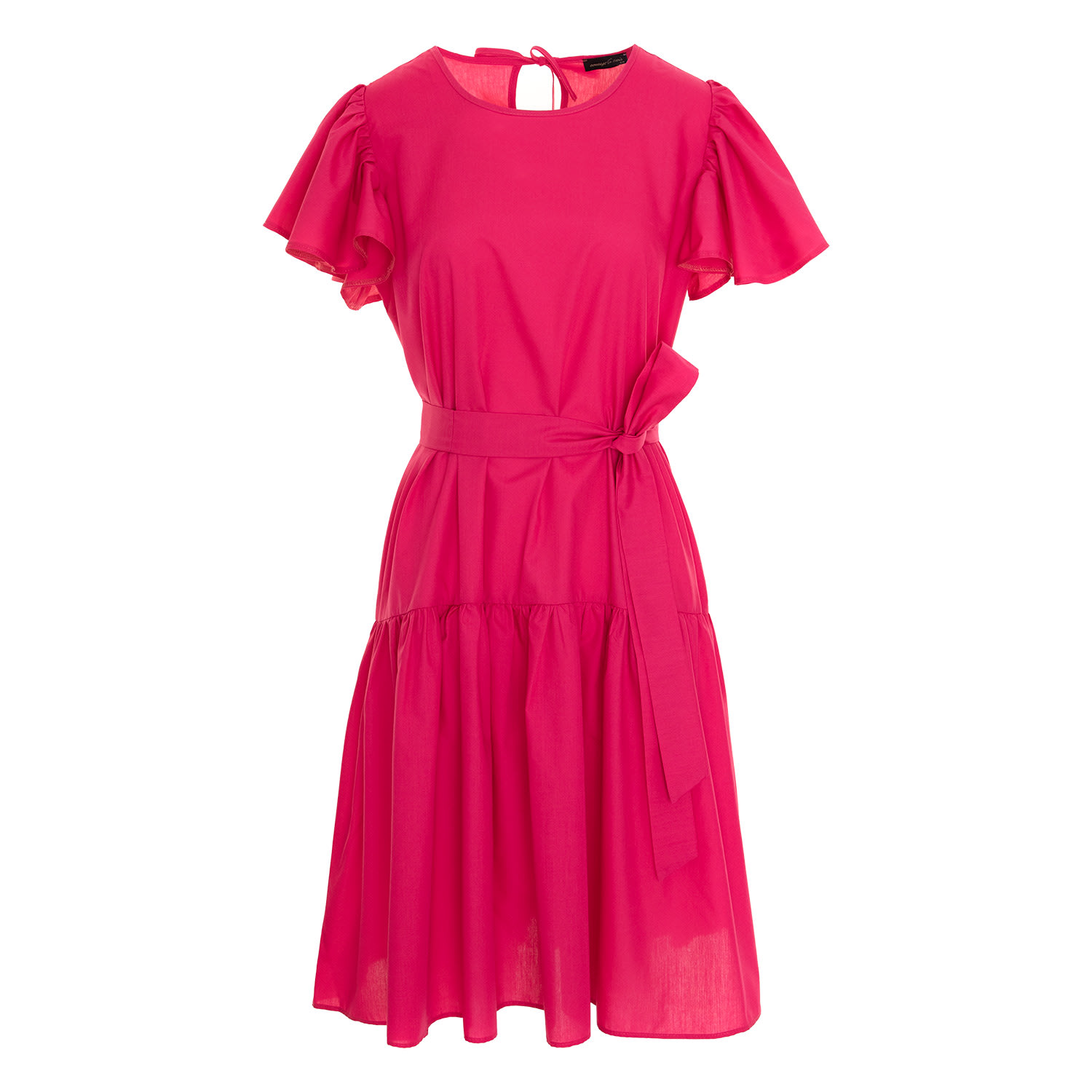 Concept A Trois Women's Red Oversize Dress With Ruffle - Raspberry In Red