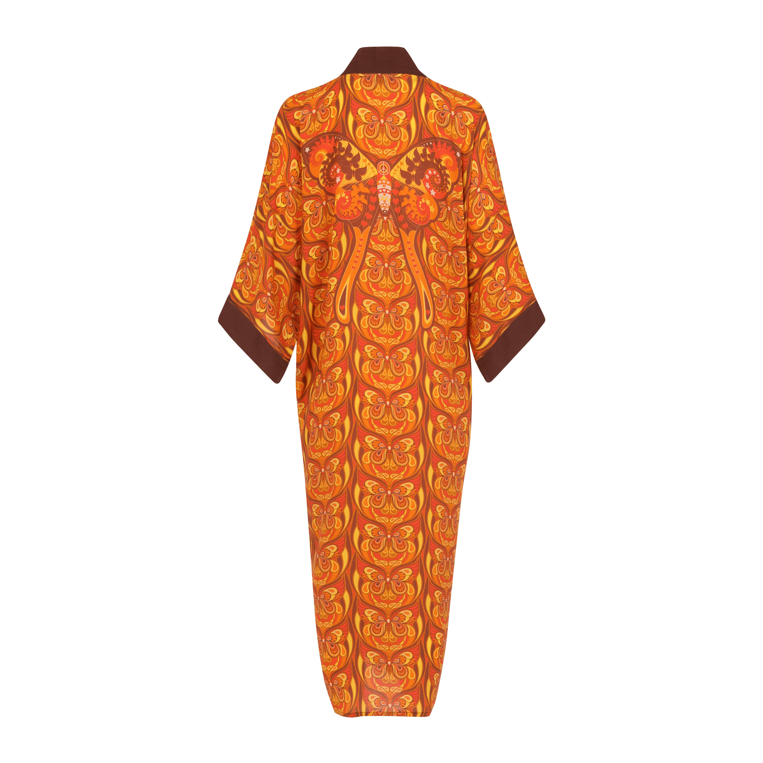 Women's Orange / Brown Butterfly Effect Sunset Kimono | M/L | Henelle