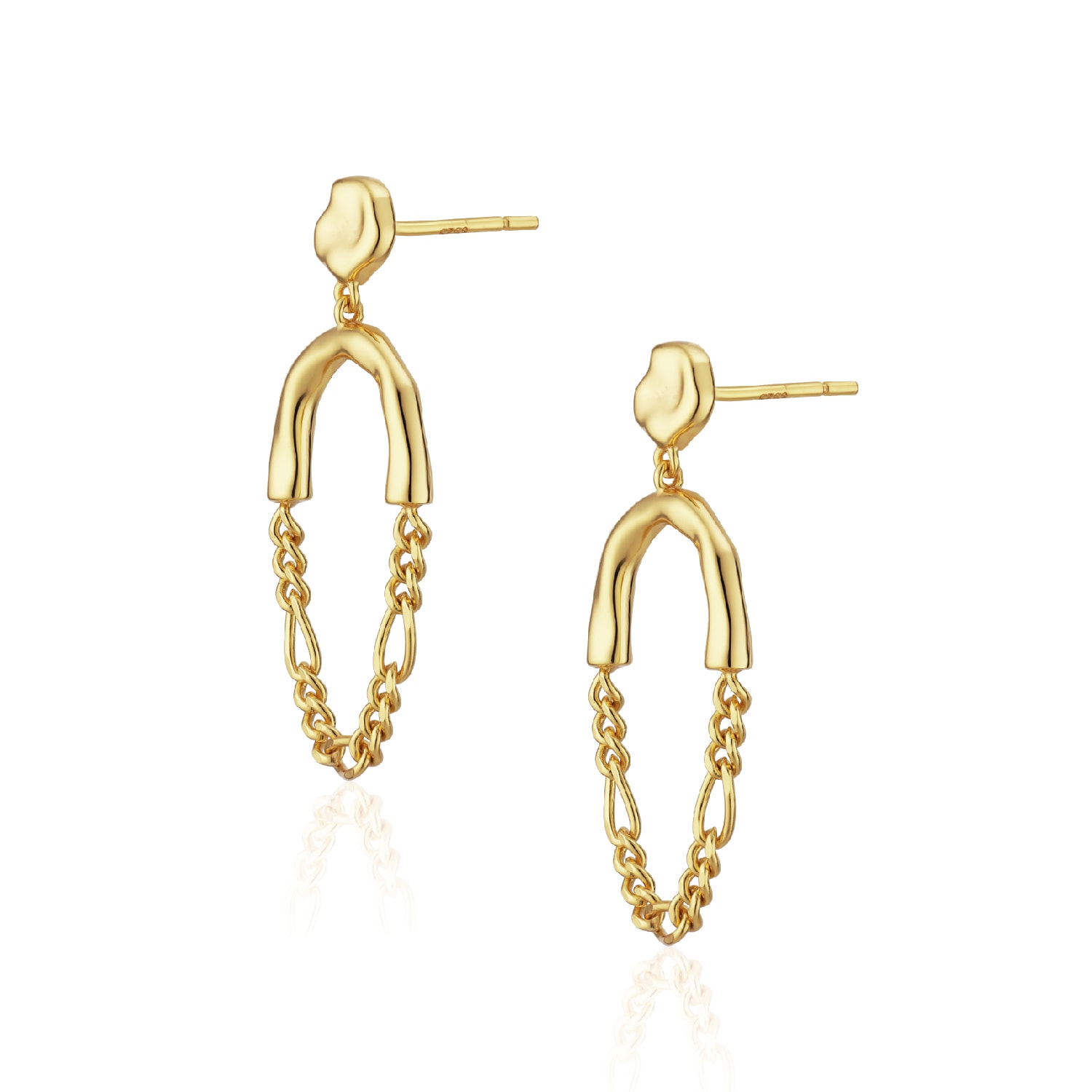 Alura Copenhagen Jewellery Women's Grace Earstuds With Golden Chains In Gold