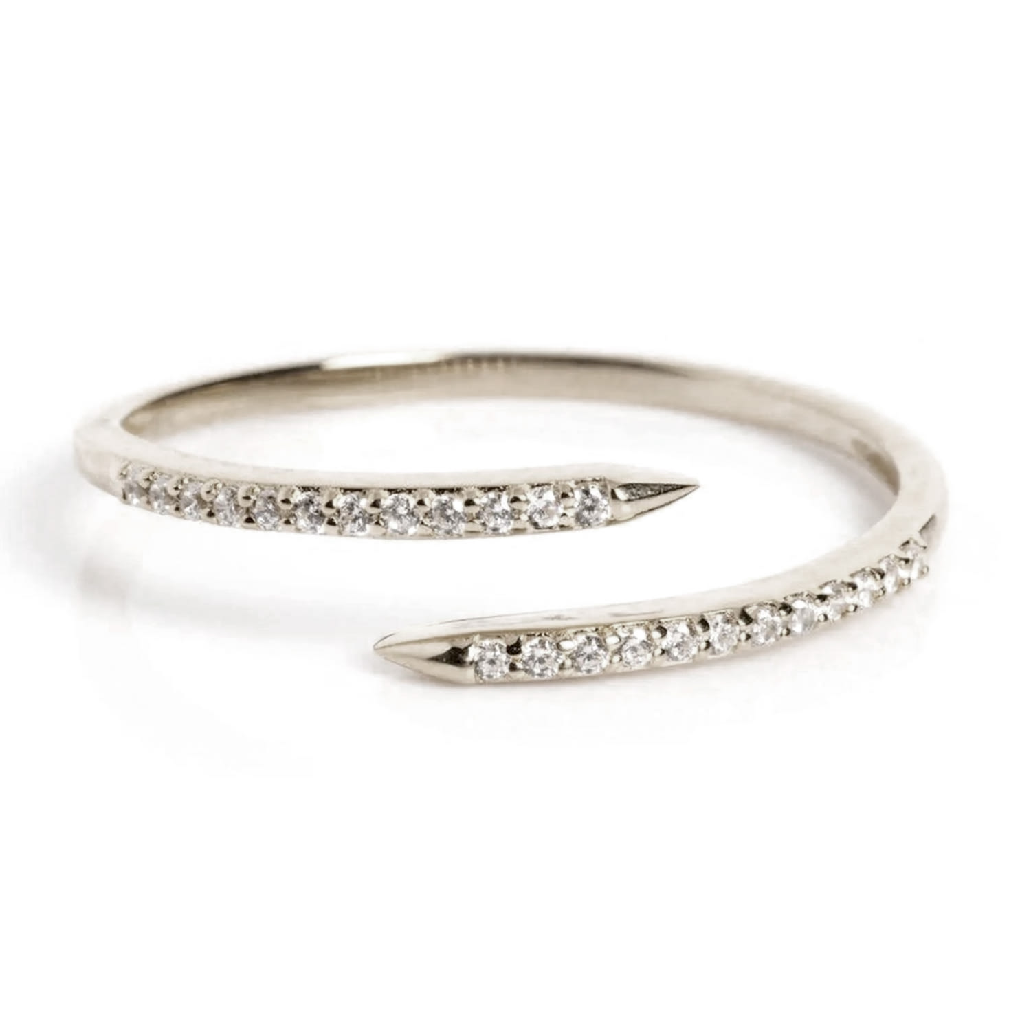 Vicstonenyc Fine Jewelry Women's Rolling Diamond Open Cuff Ring – 14k White Gold In White