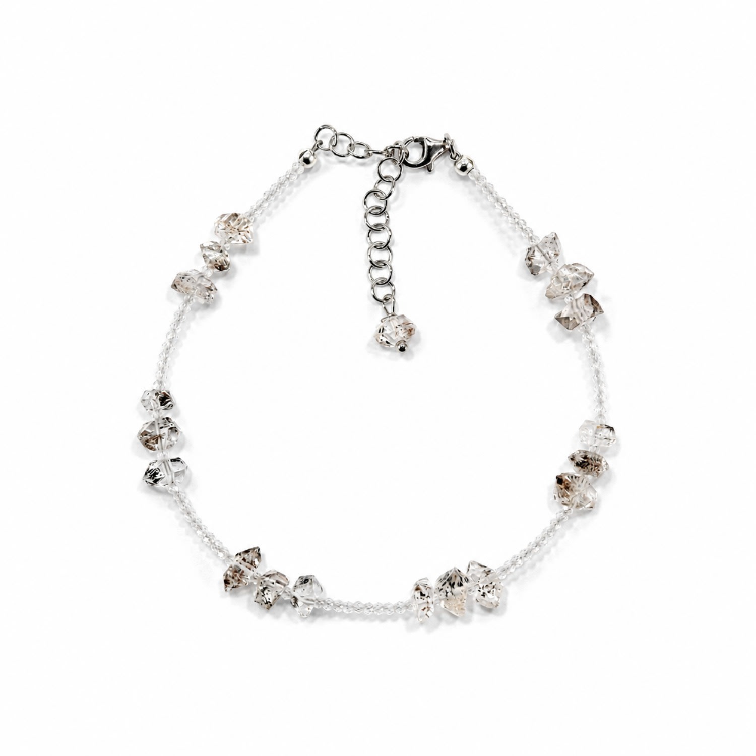 Women's White / Neutrals Quartz Anklet With Herkimer Diamonds | Mineralgems ✩ Studio