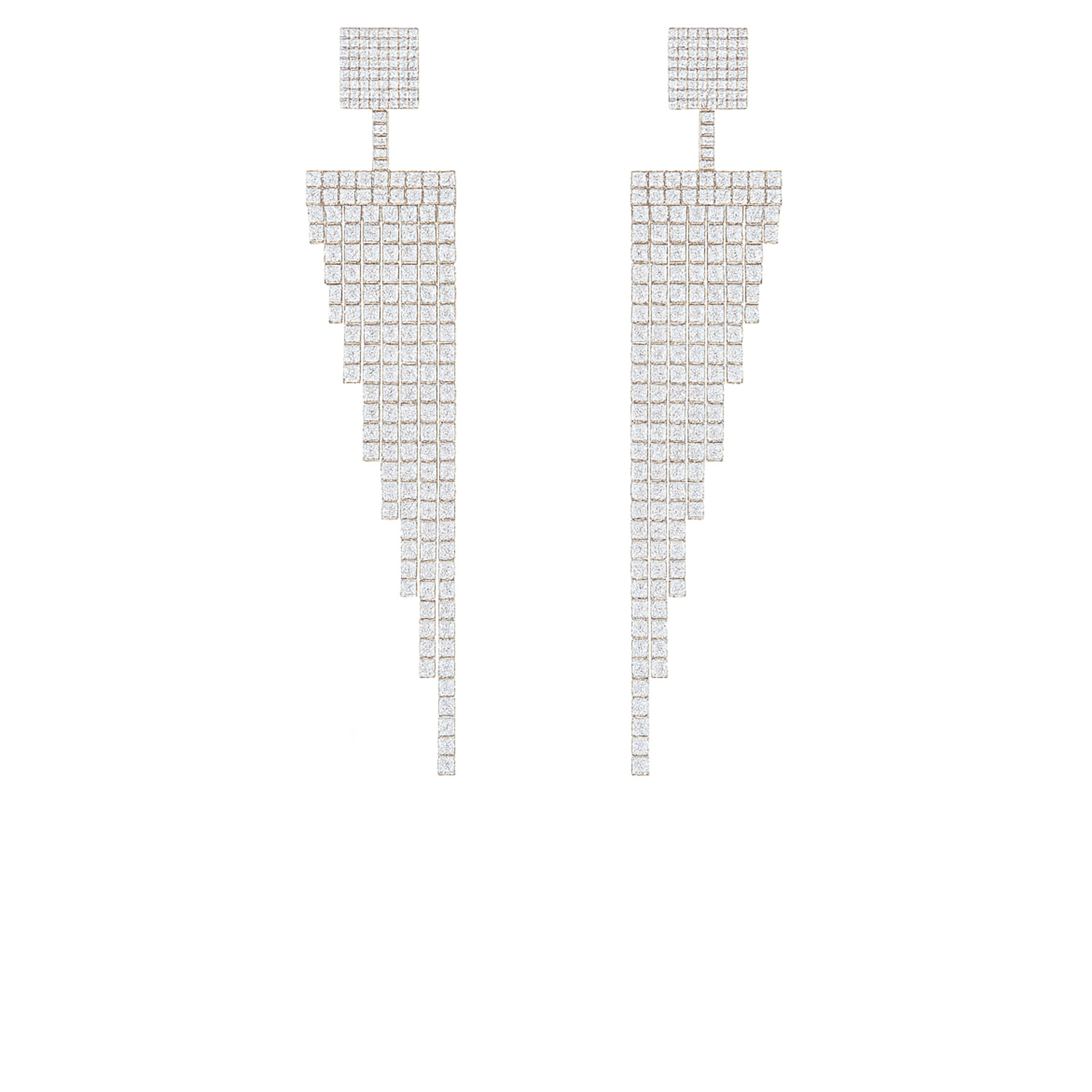 The Gala Women's Silver Geo Cascade Panel Earrings In White