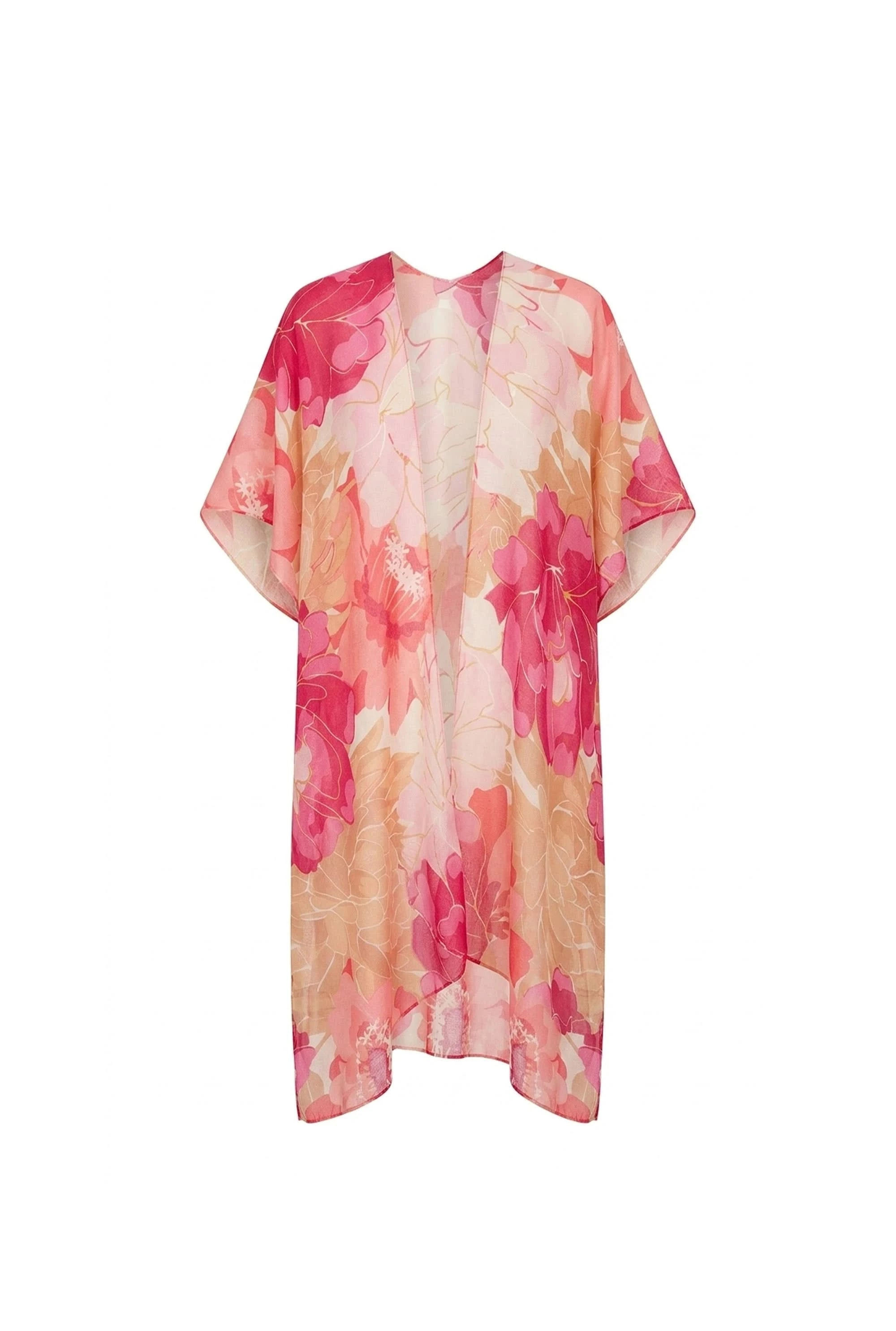 Women's Pink Peony Print Kaftan | One Size | James Lakeland