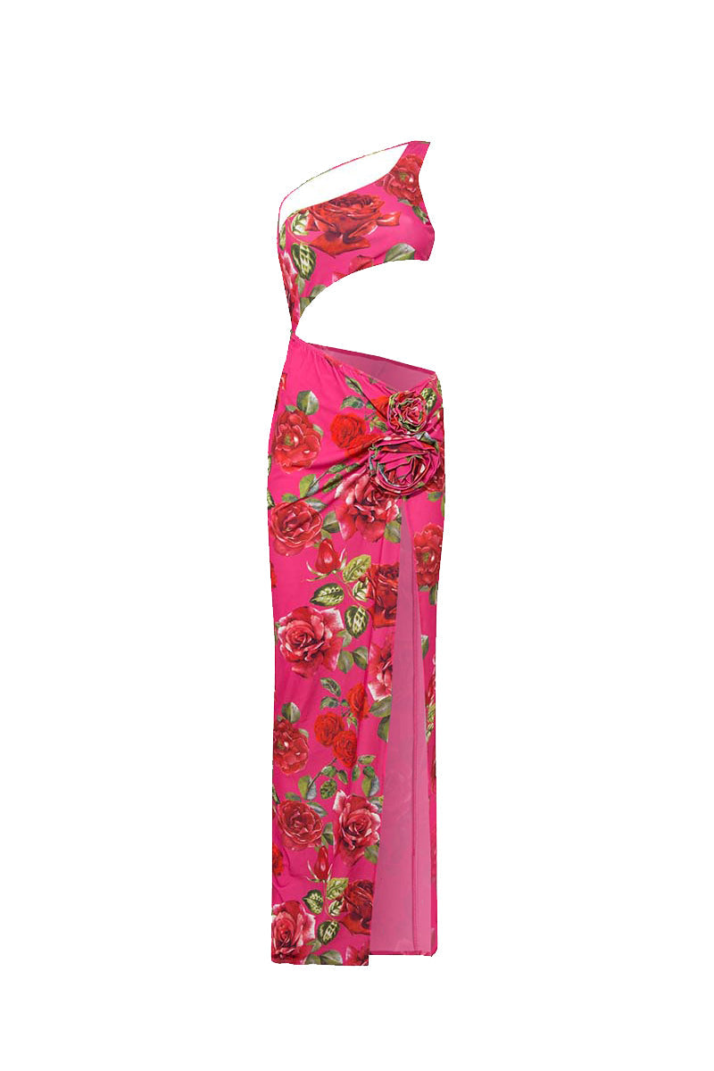 LUNA B WOMEN'S PINK FLAME DRESS PRINTED FUCHSIA