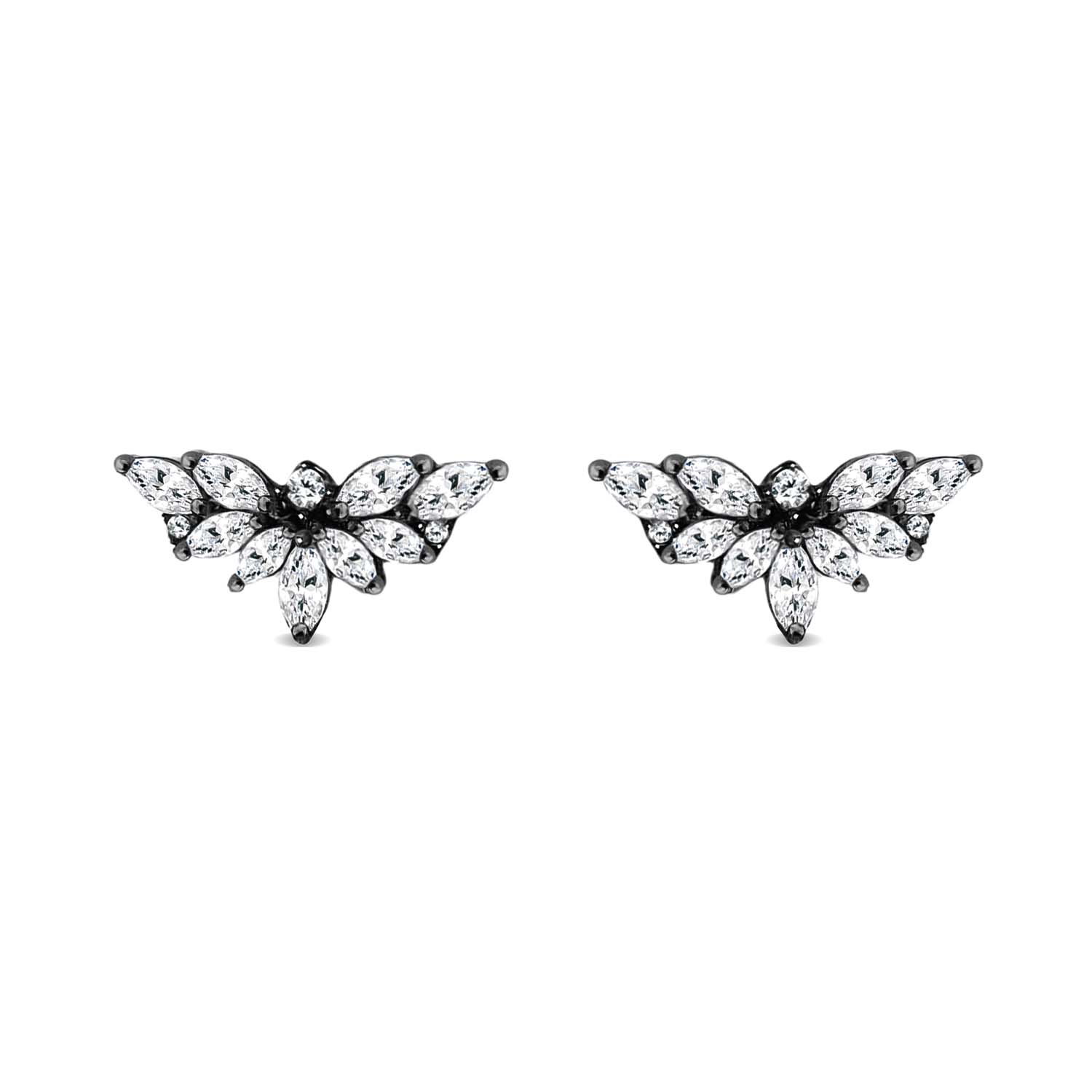 Sally Skoufis Women's Black / White Emergence Ear Climber With Man Made White Cz Diamond Stimulant In Sterling Sil In Multi