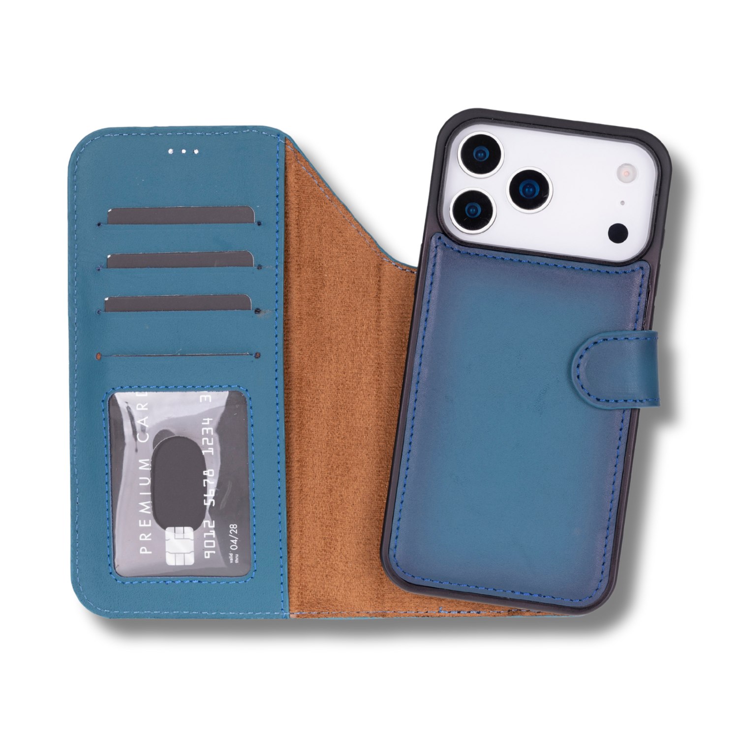 Leathere Leather Iphone Onyedi Pro Wallet Case – Blue - Austin