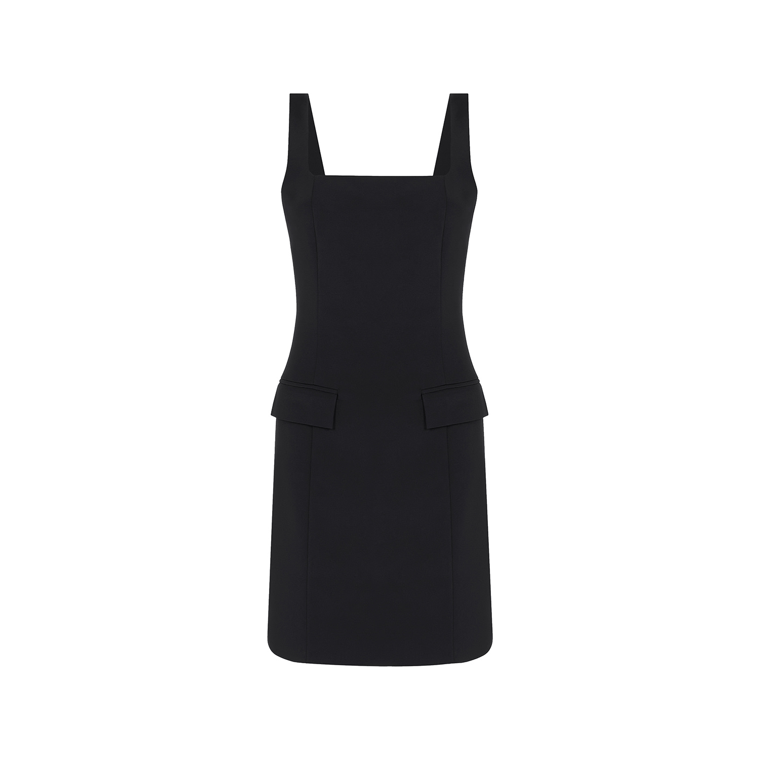 Rue Les Createurs Women's Square Neck Black Mini Dress In Black