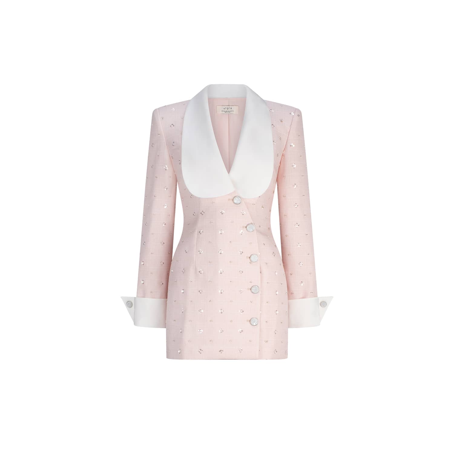 balmain pink blazer dress BALMAIN Long Sleeve Knit Mini Dress in Rose Fuchsia