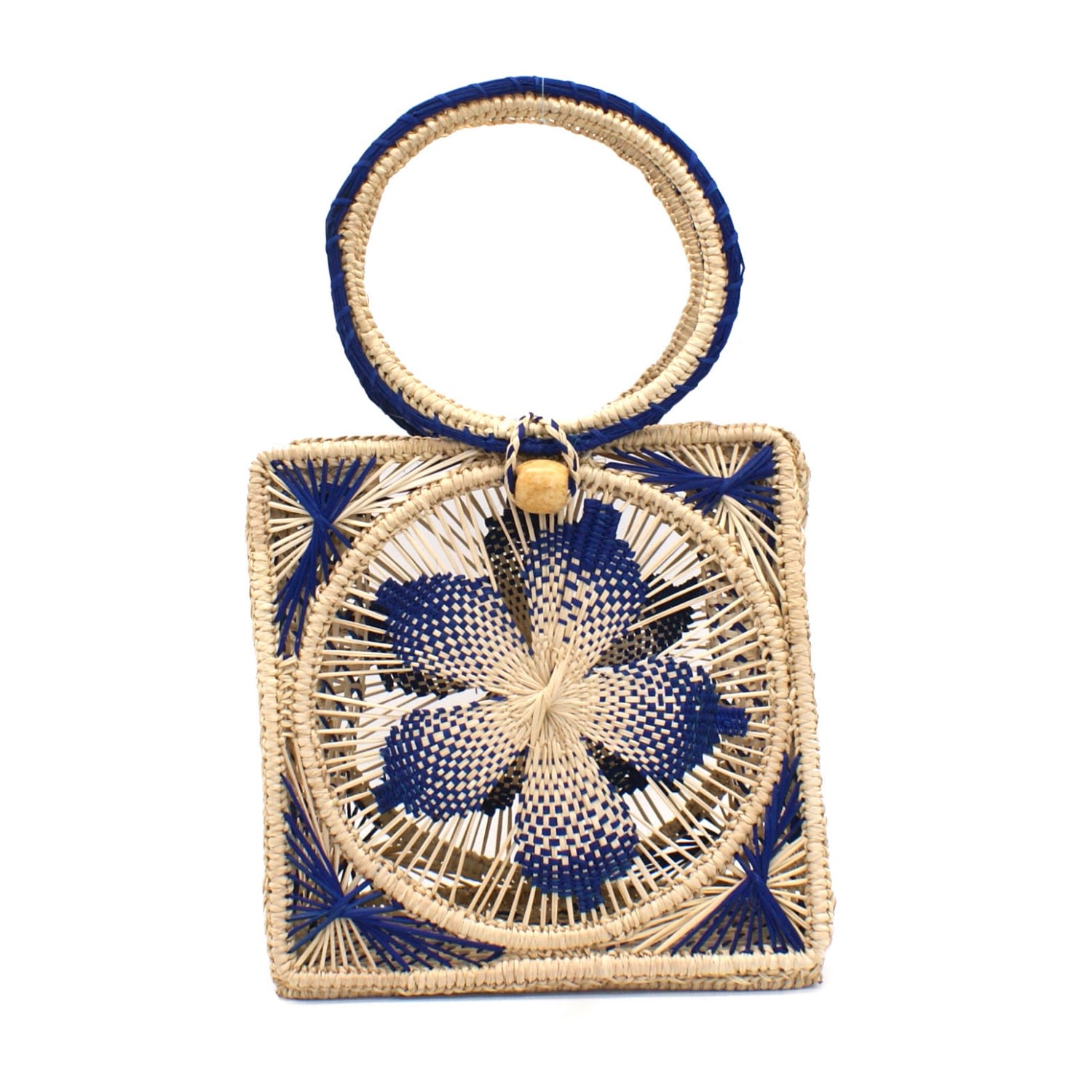 Women’s Blue / Neutrals Flower Toquilla Straw Canasta Handbag Washein