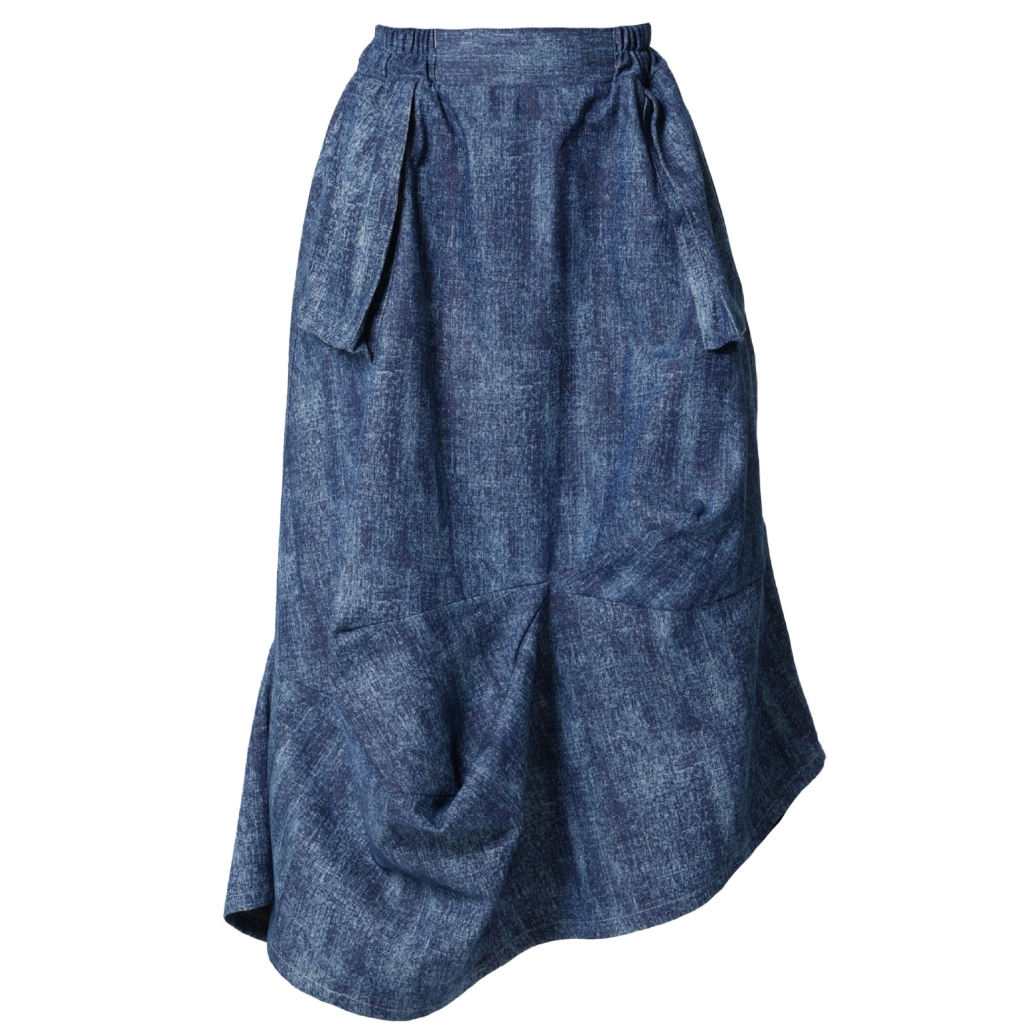 Metamorphoza Women's Blue Denim Skirt With Draped Details In Blue