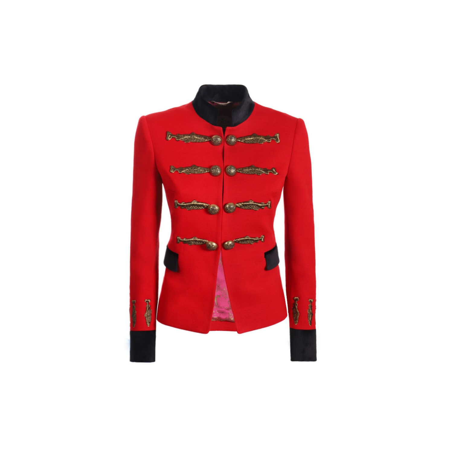 The Extreme Collection Women's Red Nuvola Embroidered Premium Crepe Blazer