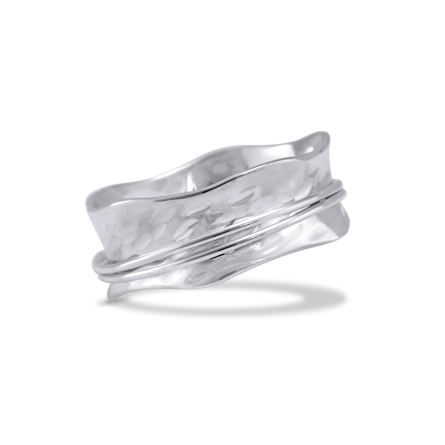 Isla Silver Women's Handmade Textured Sterling Silver Spinning Ring