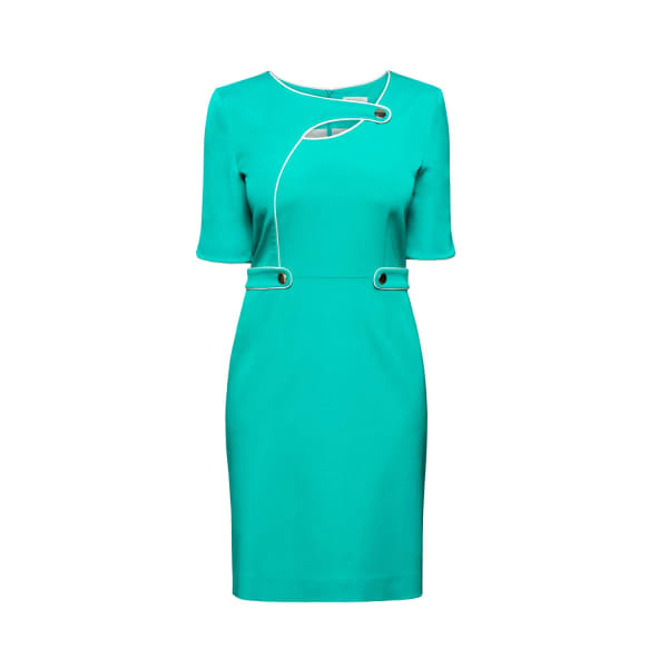 Rumour London Francesca Aqua Green Dress With Keyhole Tab Neckline In Green