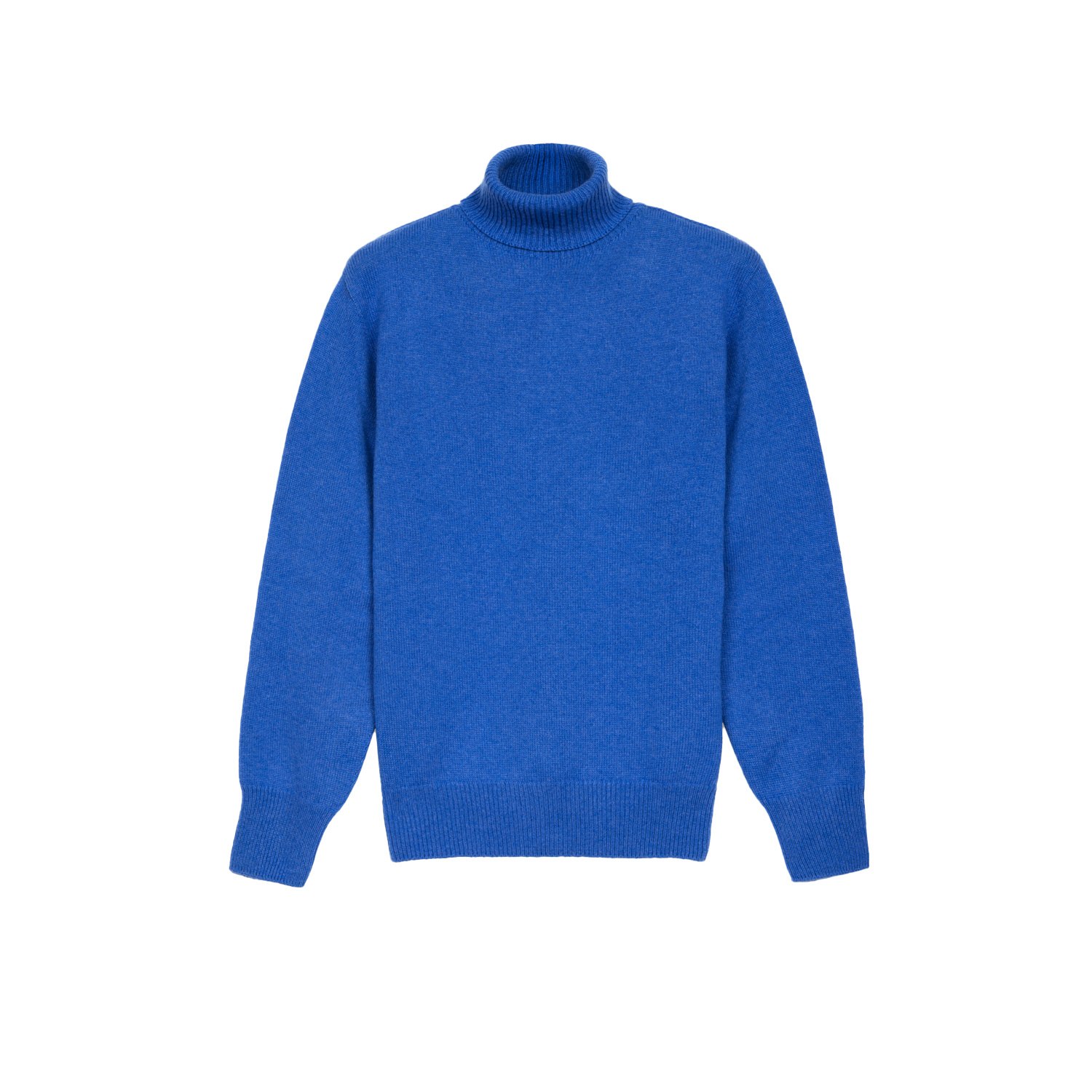 Men’s Pure Cashmere Turtleneck Sweater - Blue Melange Large Aeterno Studio