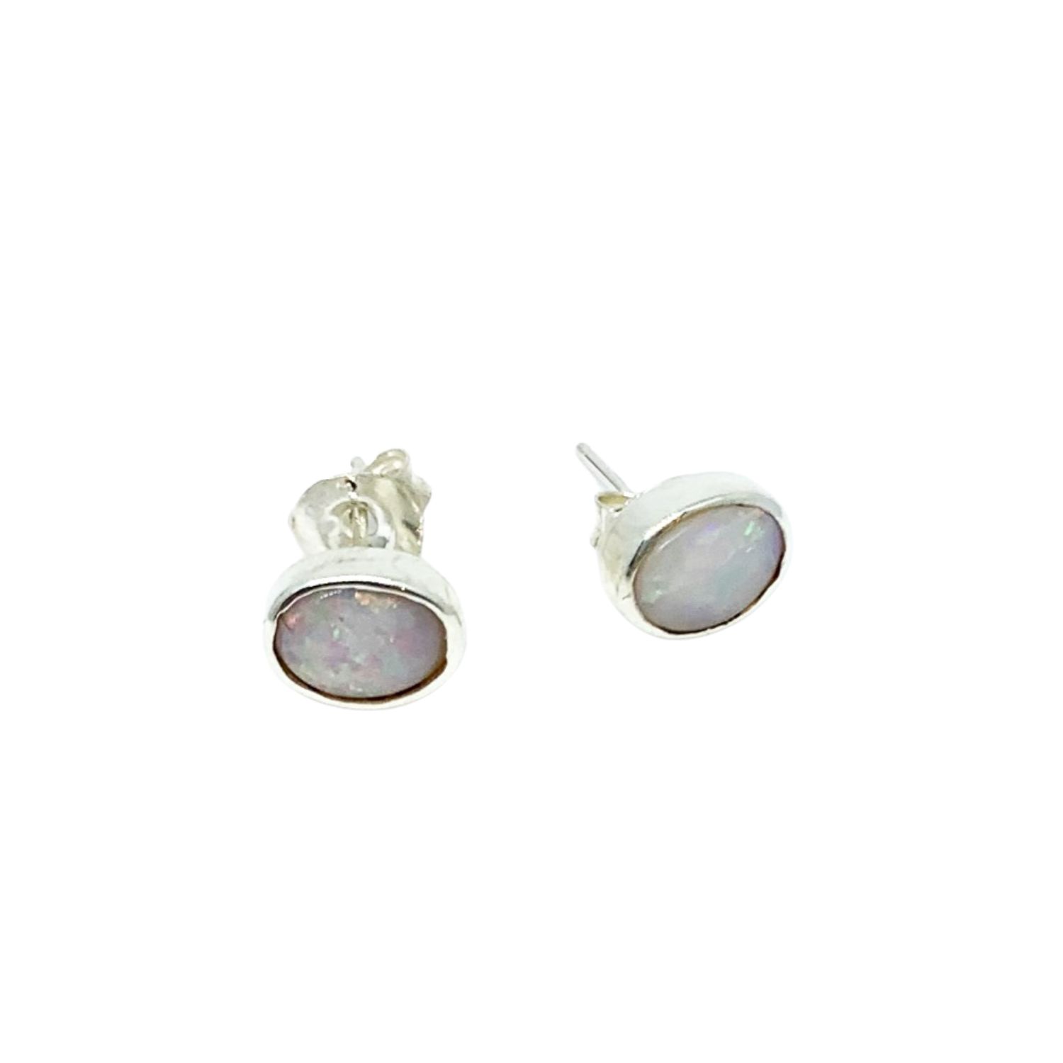 Tg-jewellery By Tamara Gervasio Women's One-of-a-kind Opal Stud Earrings In Recycled Sterling Silver In Silver
