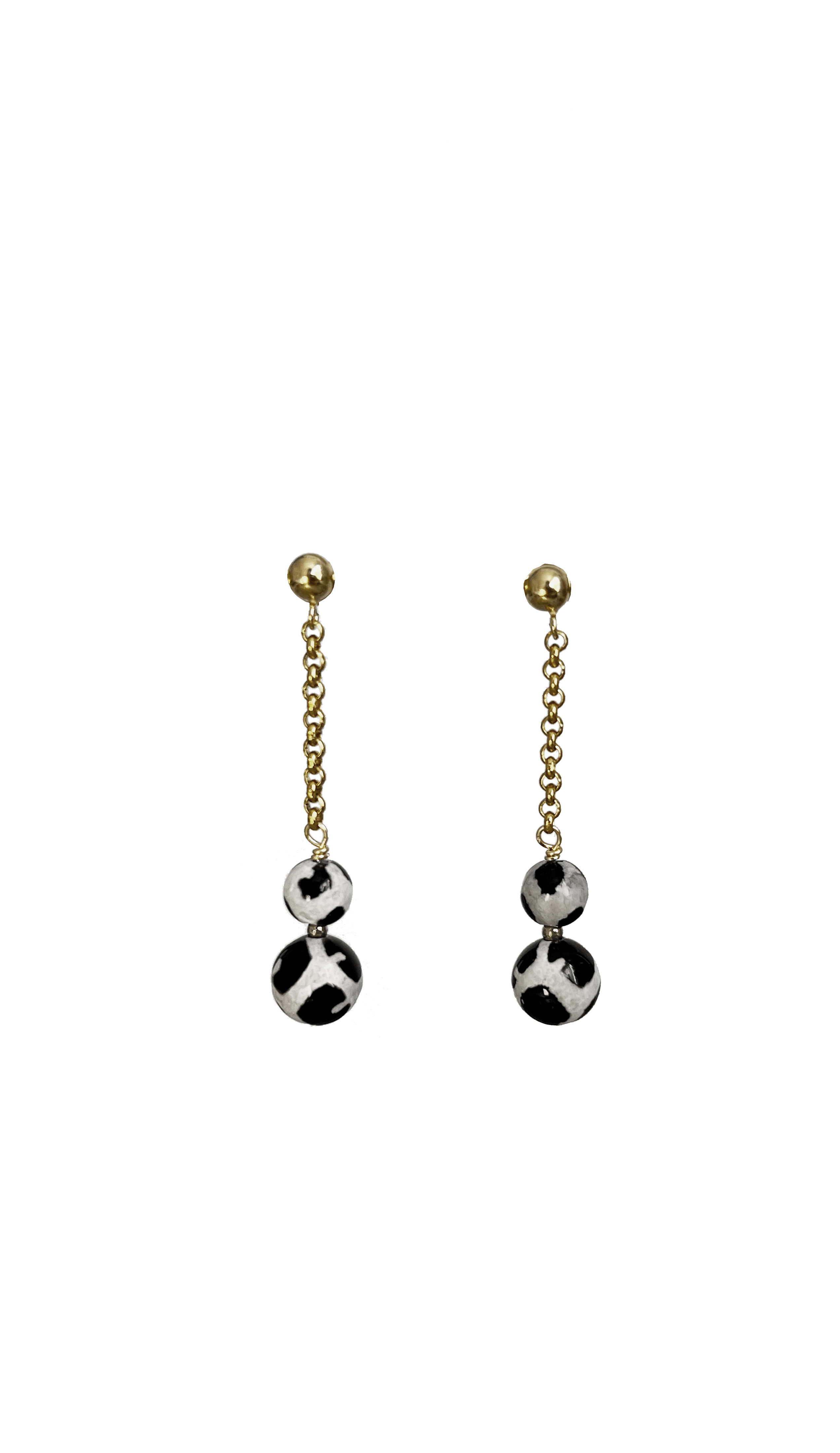 Marquise Swim Women's White / Gold / Black Earrings - Agata Agate Stone & Gold