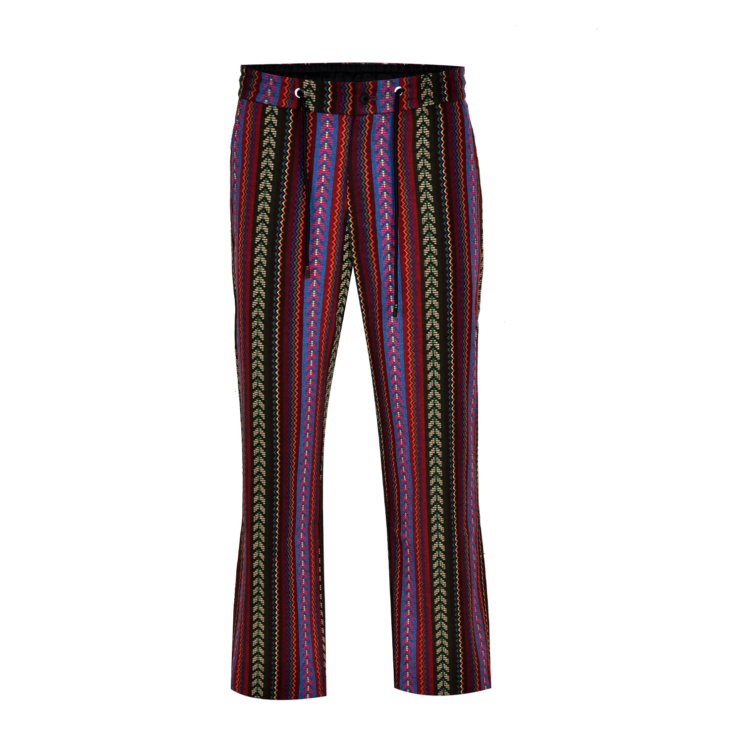 David Wej Men's Dareski Tribal Print Drawstring Trousers – Green & Purple