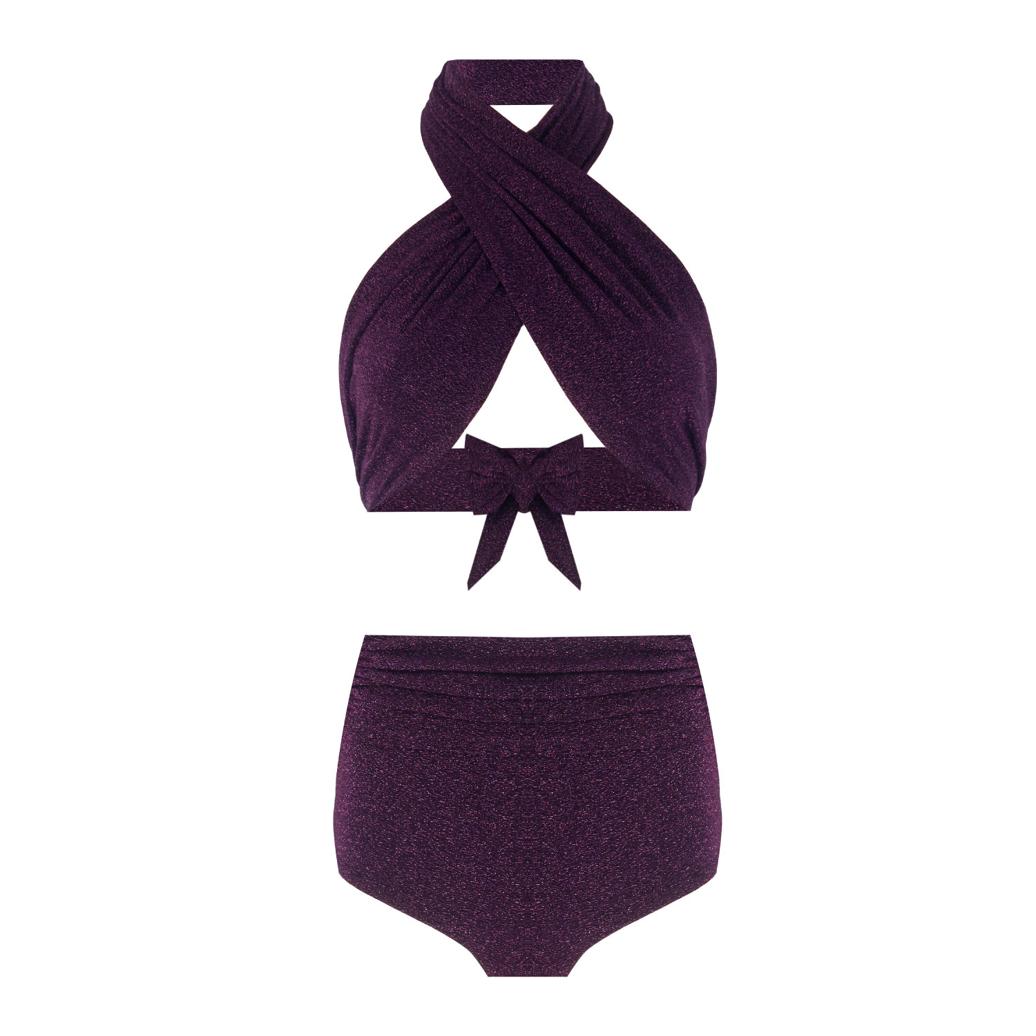 Nur Karaata Women's Pink / Purple Sparkle Purple Bikini Set