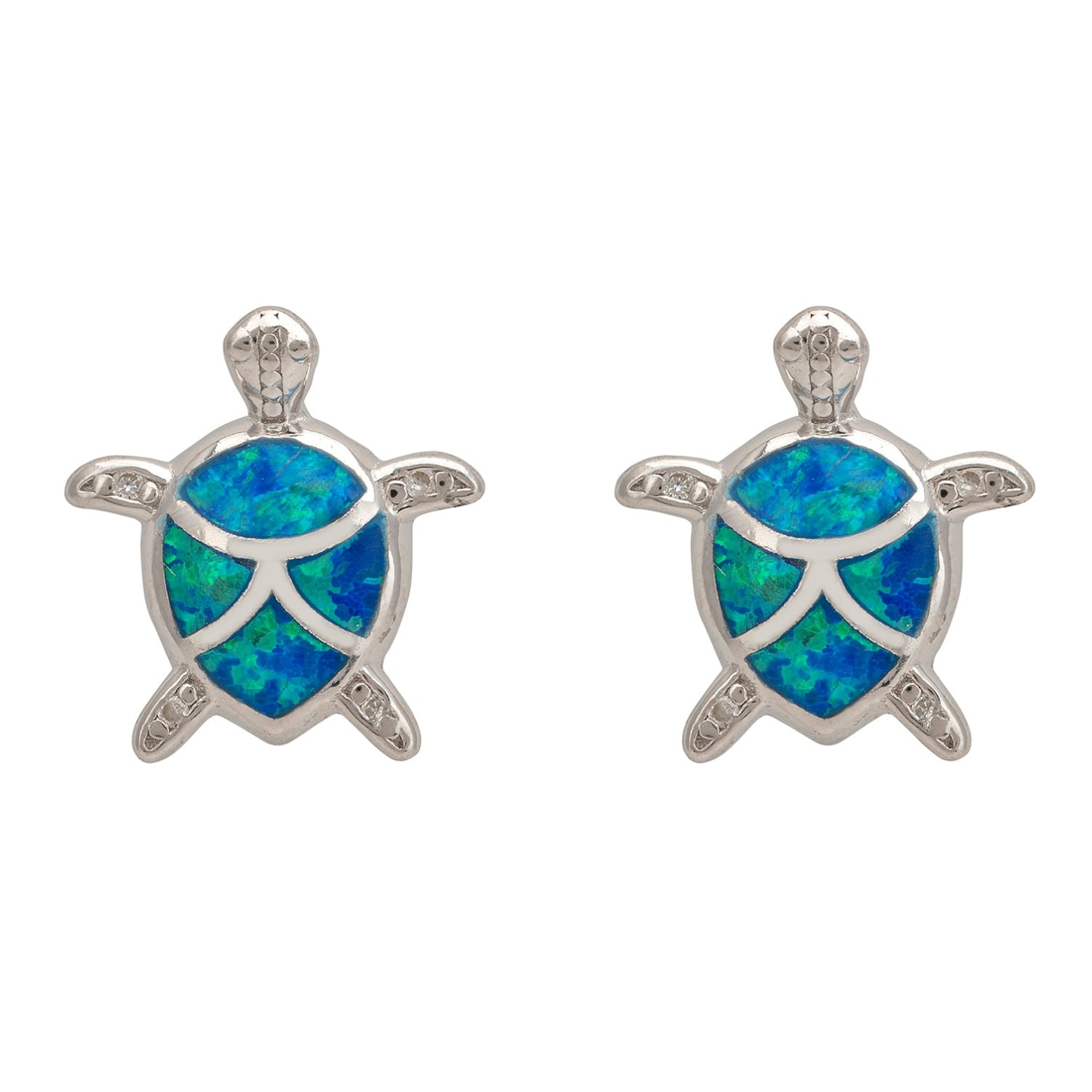 Latelita Women's Blue / Silver Turtle Blue Opalite Stud Earrings Silver