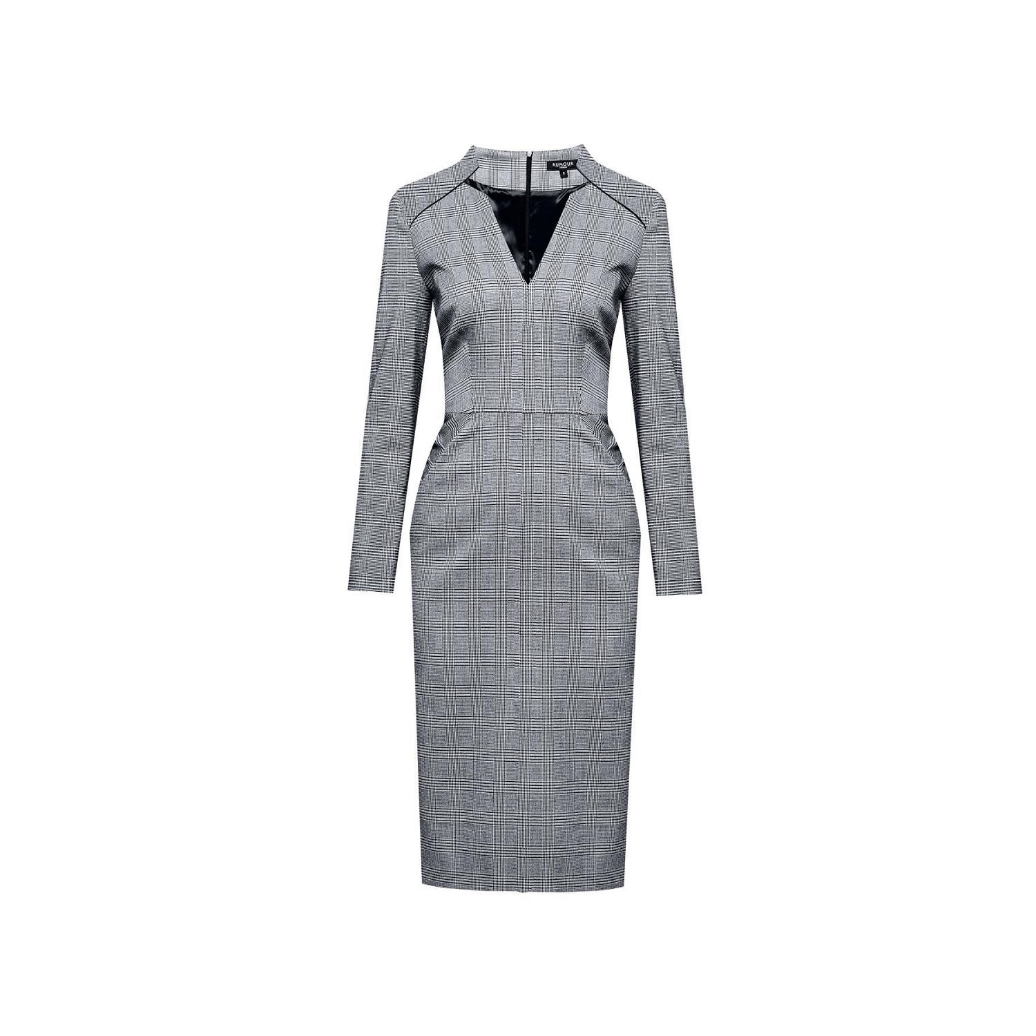 Women’s Grey Georgia Prince Of Wales Check Dress Xxs Rumour London