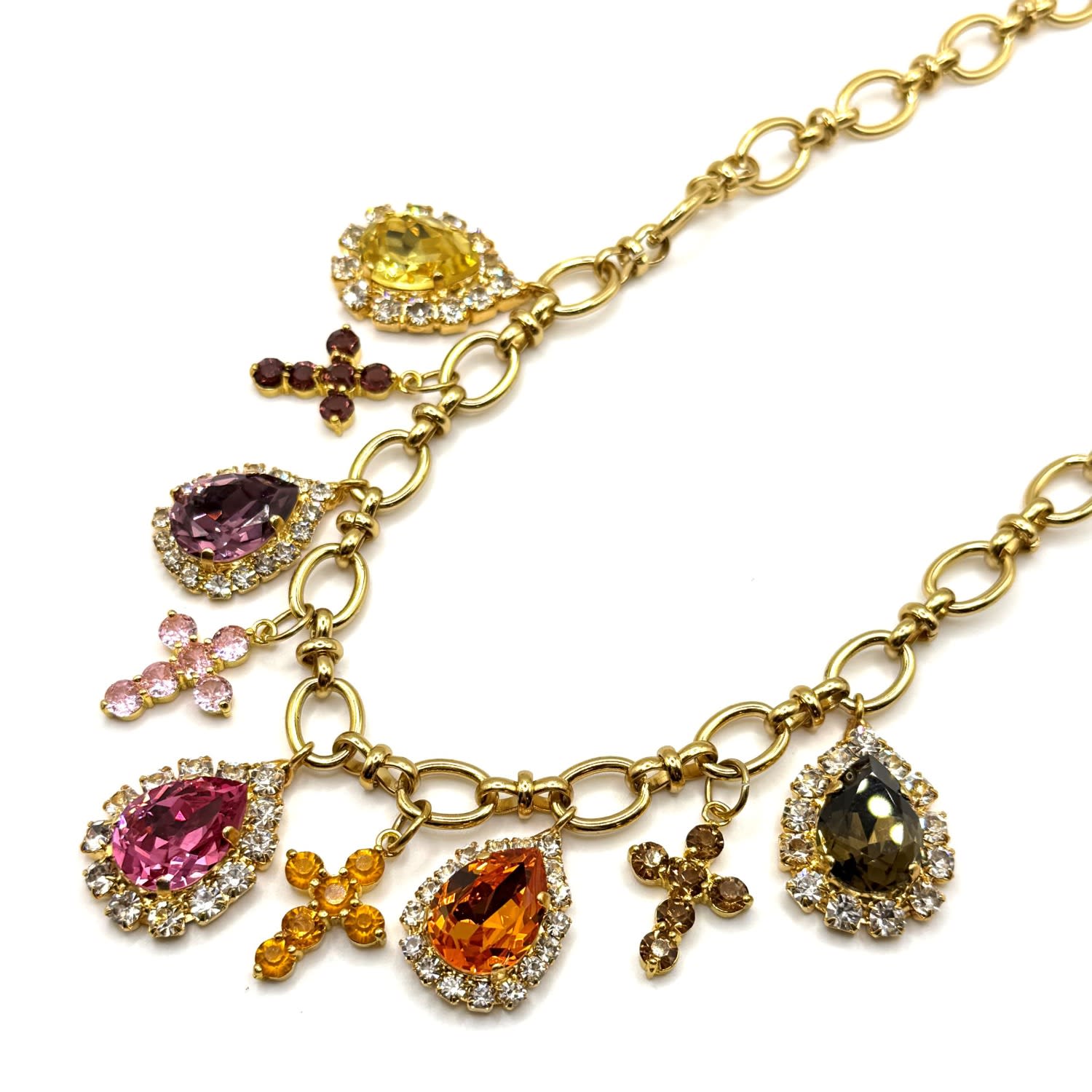 Achala Handcrafted Women's Elegant Crystal Charm Necklace In White