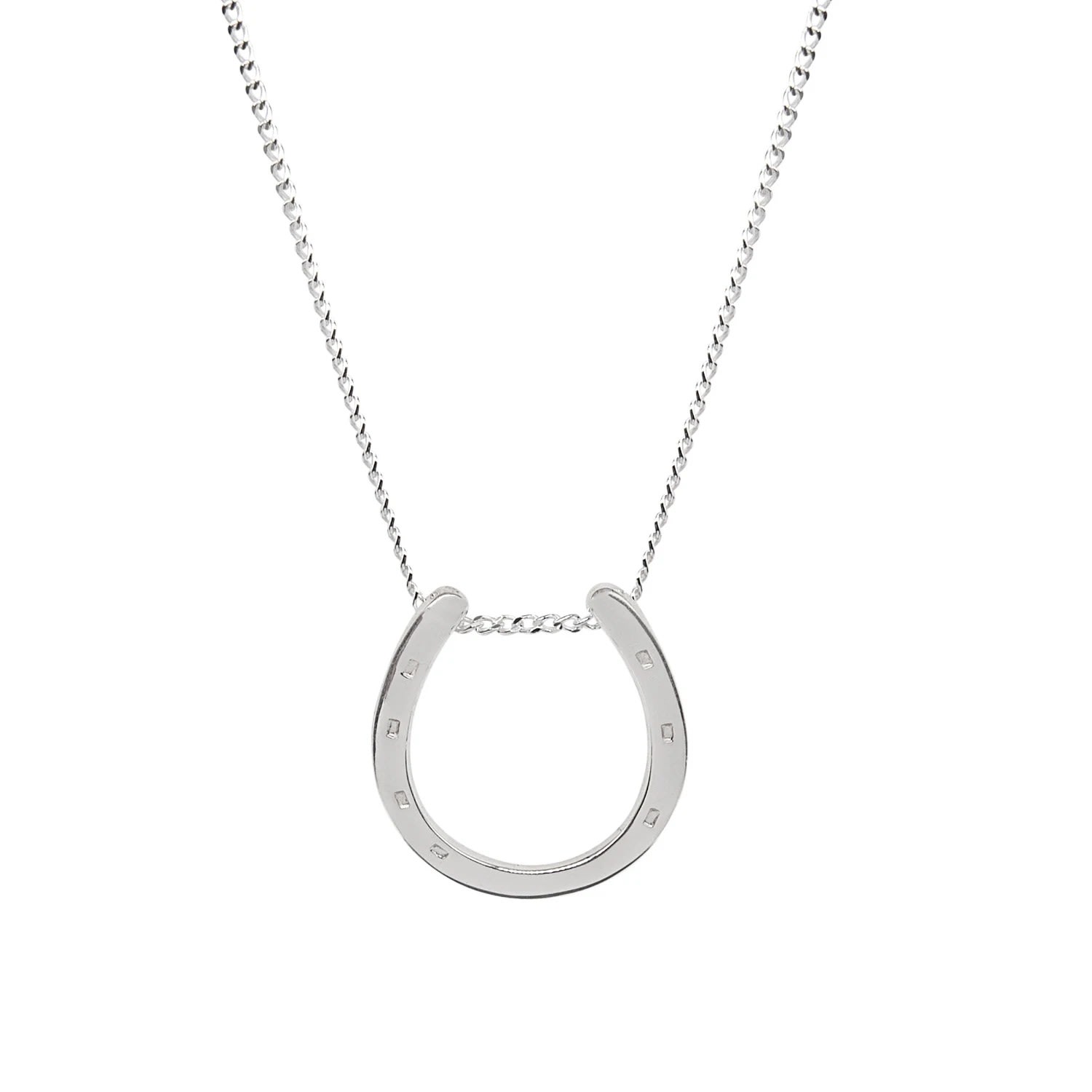 Katie Mullally Limited Men's Horseshoe Pendant & Chain In Silver In Silver