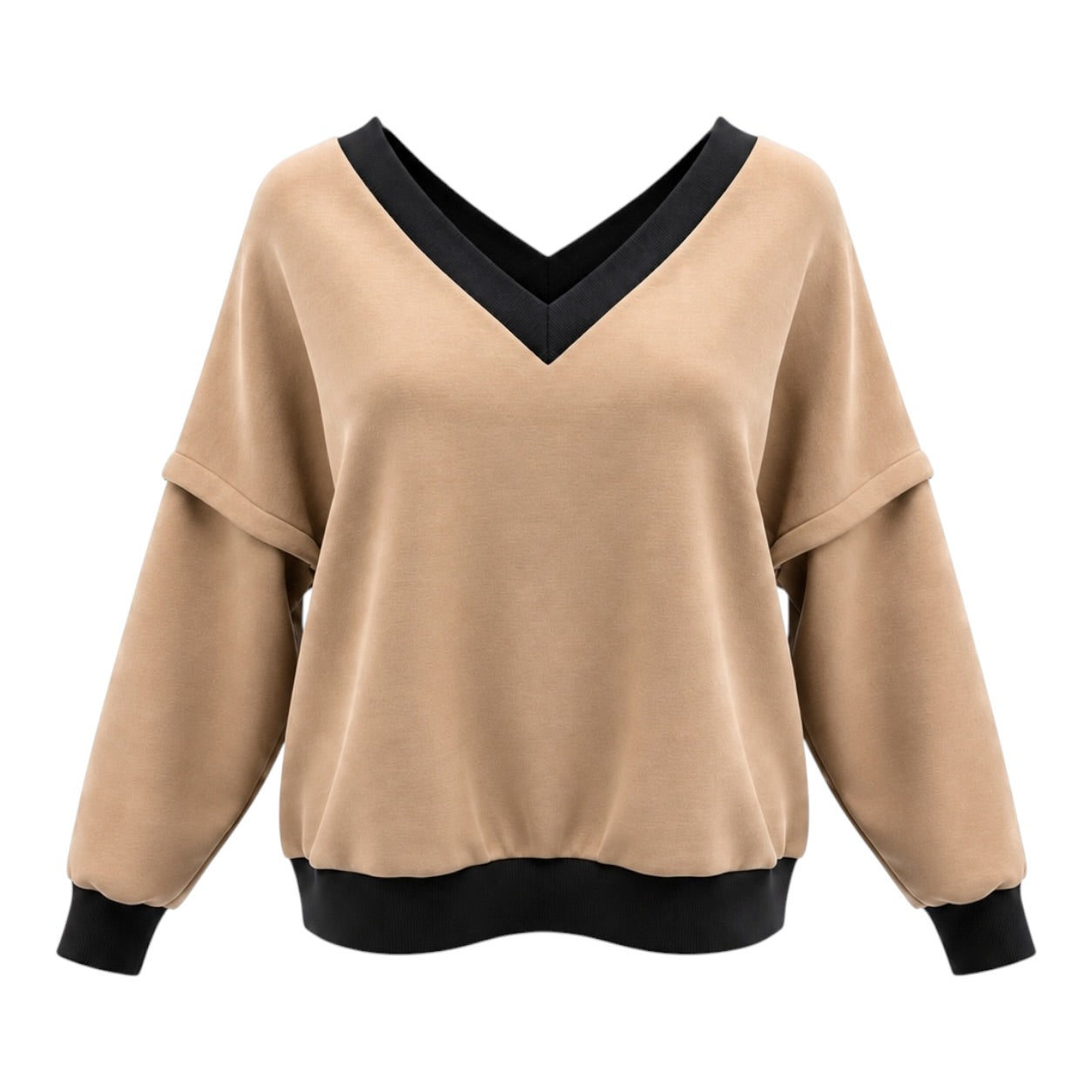 Beira Women's Neutrals Victoria V-neck Sweatshirt – Camel In Sand