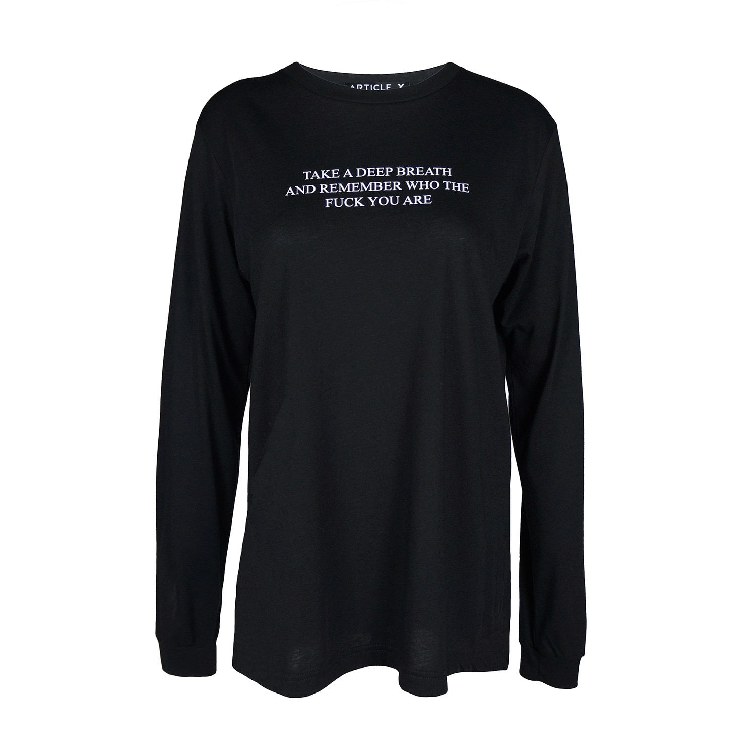 Women’s Black Take A Deep Breath Long Sleeve T-Shirt Medium Article X