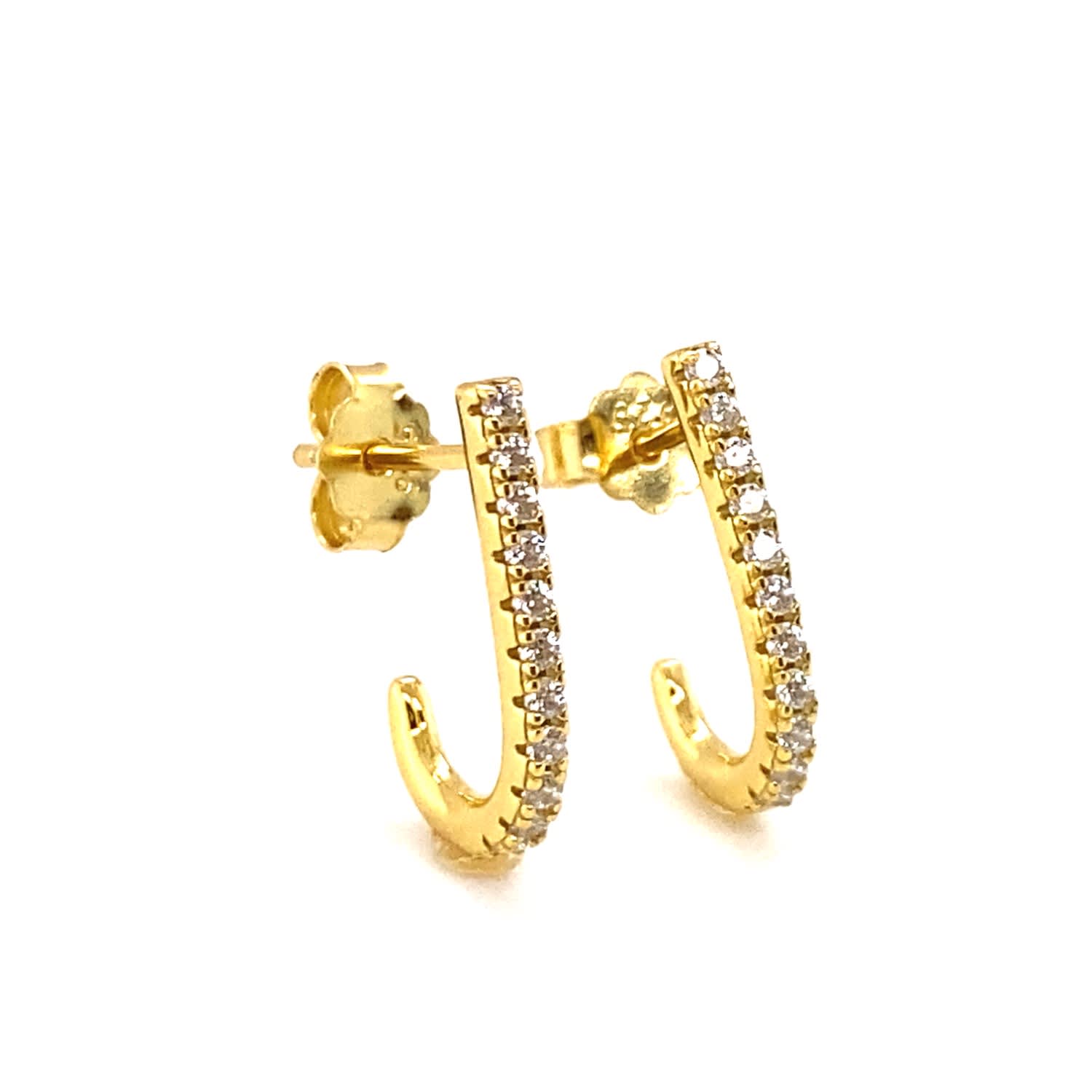 Petite Sparkling Disco J Hoop Earrings In White Gold by Anna Zuckerman