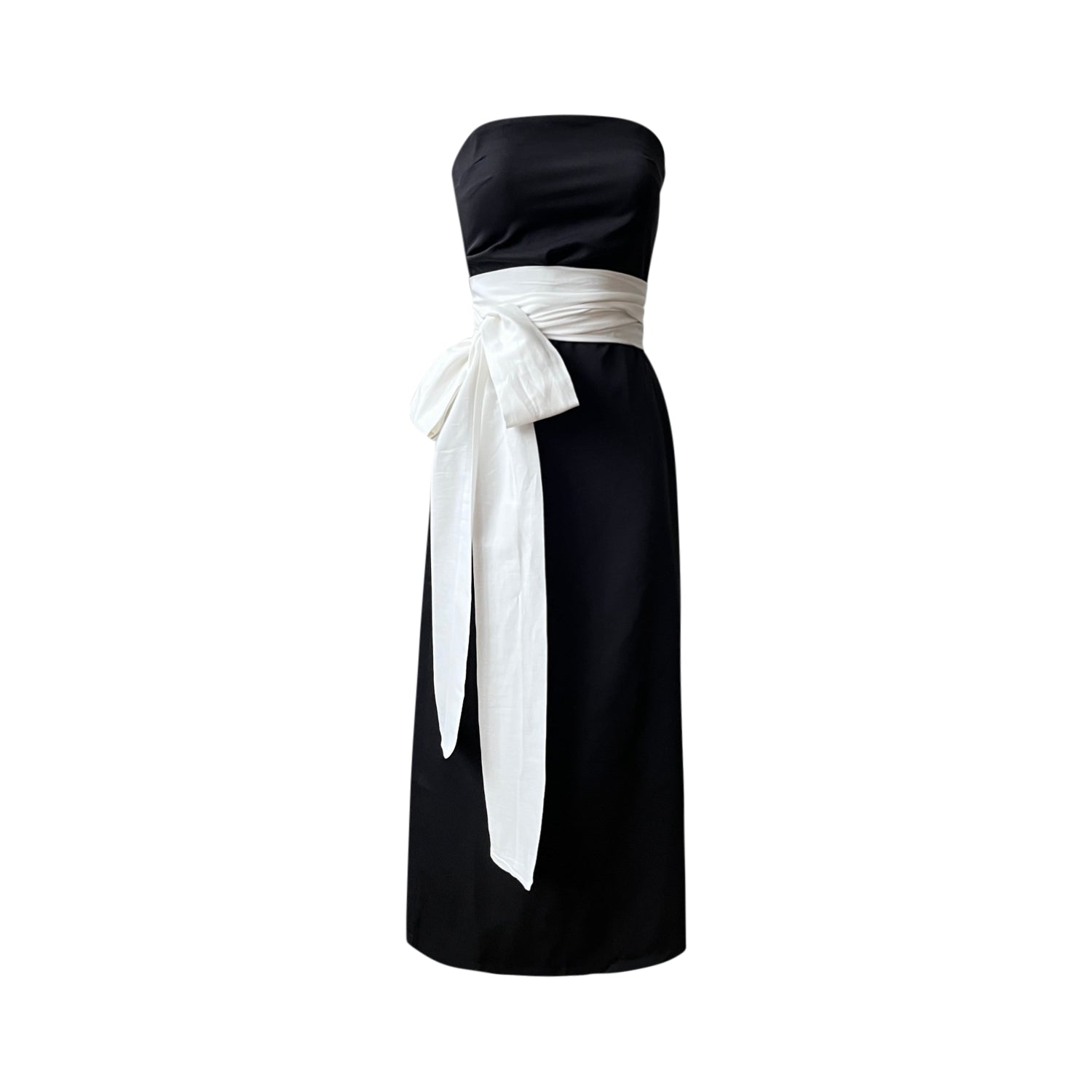 Women’s Black / White Black Strapless Dress With White Ties Small London Atelier Byproduct