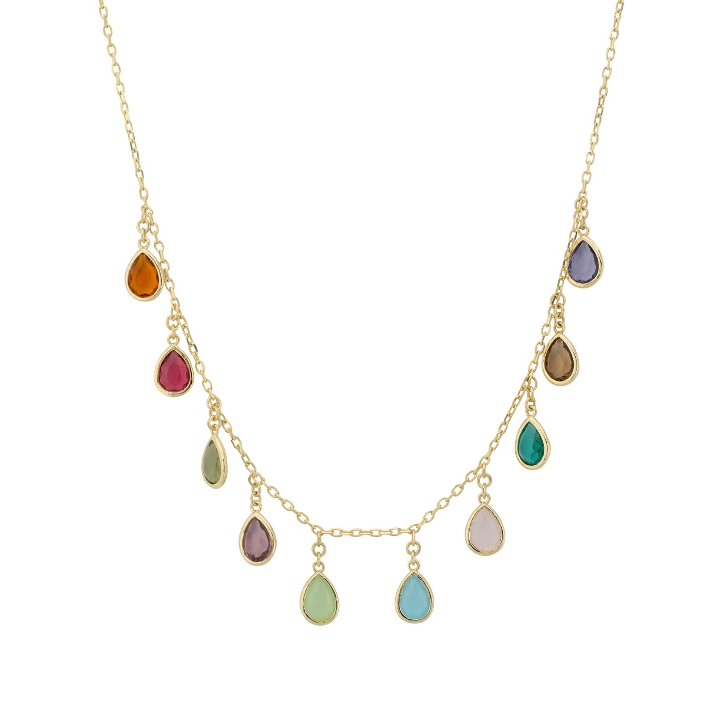 Women’s Florence Teardrop Gemstone Necklace Gold Multi Coloured Latelita