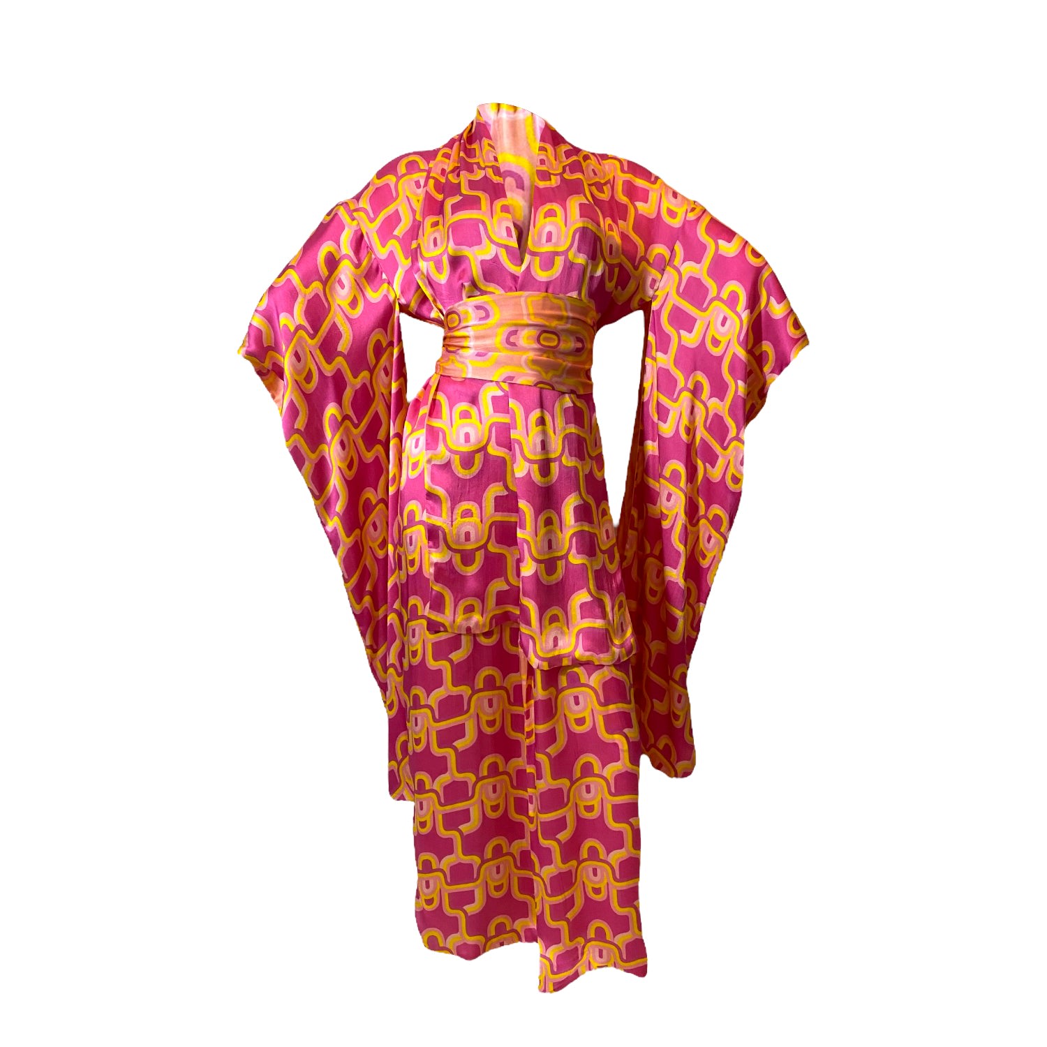 Women's Pink Julia Clancey Reversible Silk Kimono - Olympia Fondant & Lydy Lilac | One Size