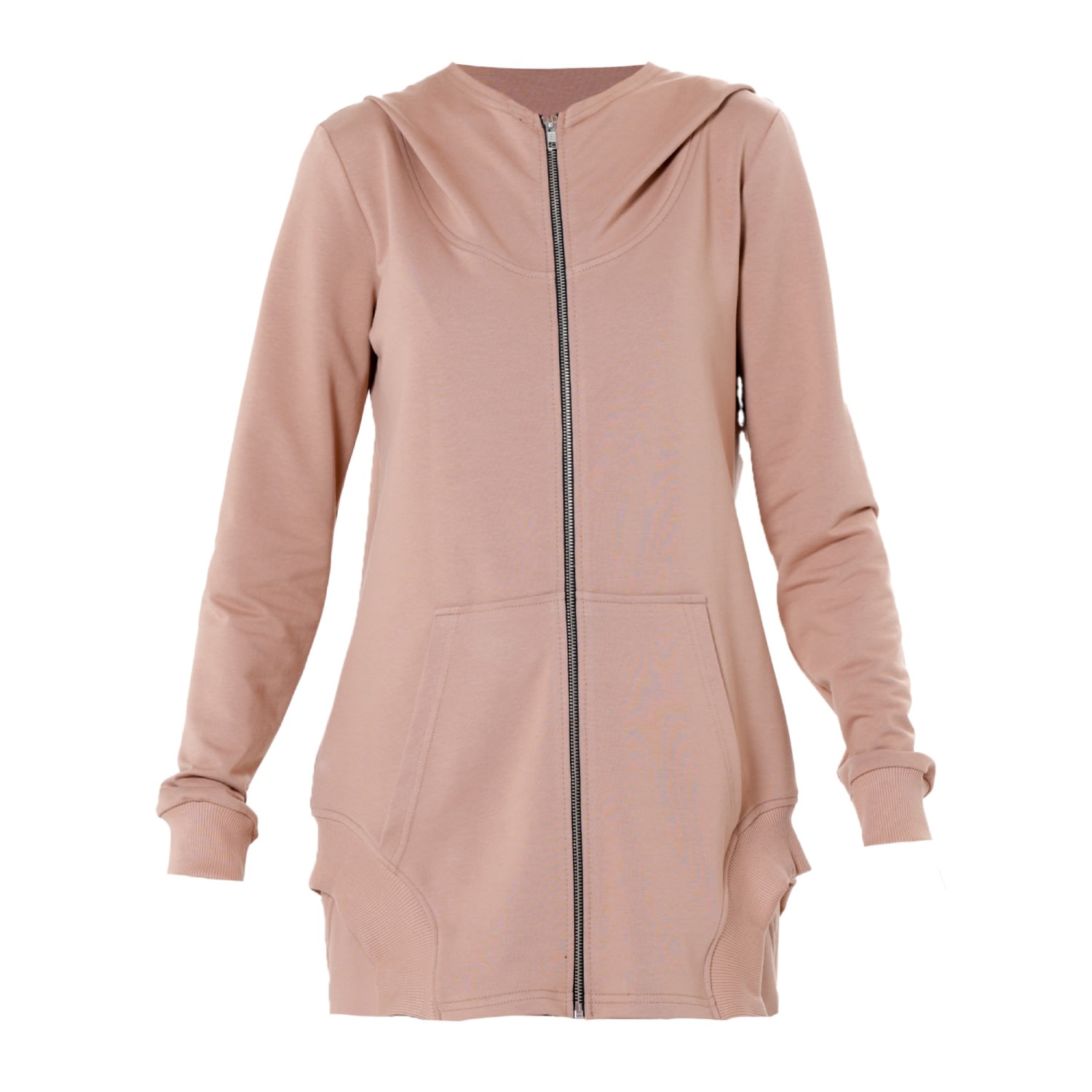 Metamorphoza Women's Neutrals Long Zipper Hoodie In Beige In Pink