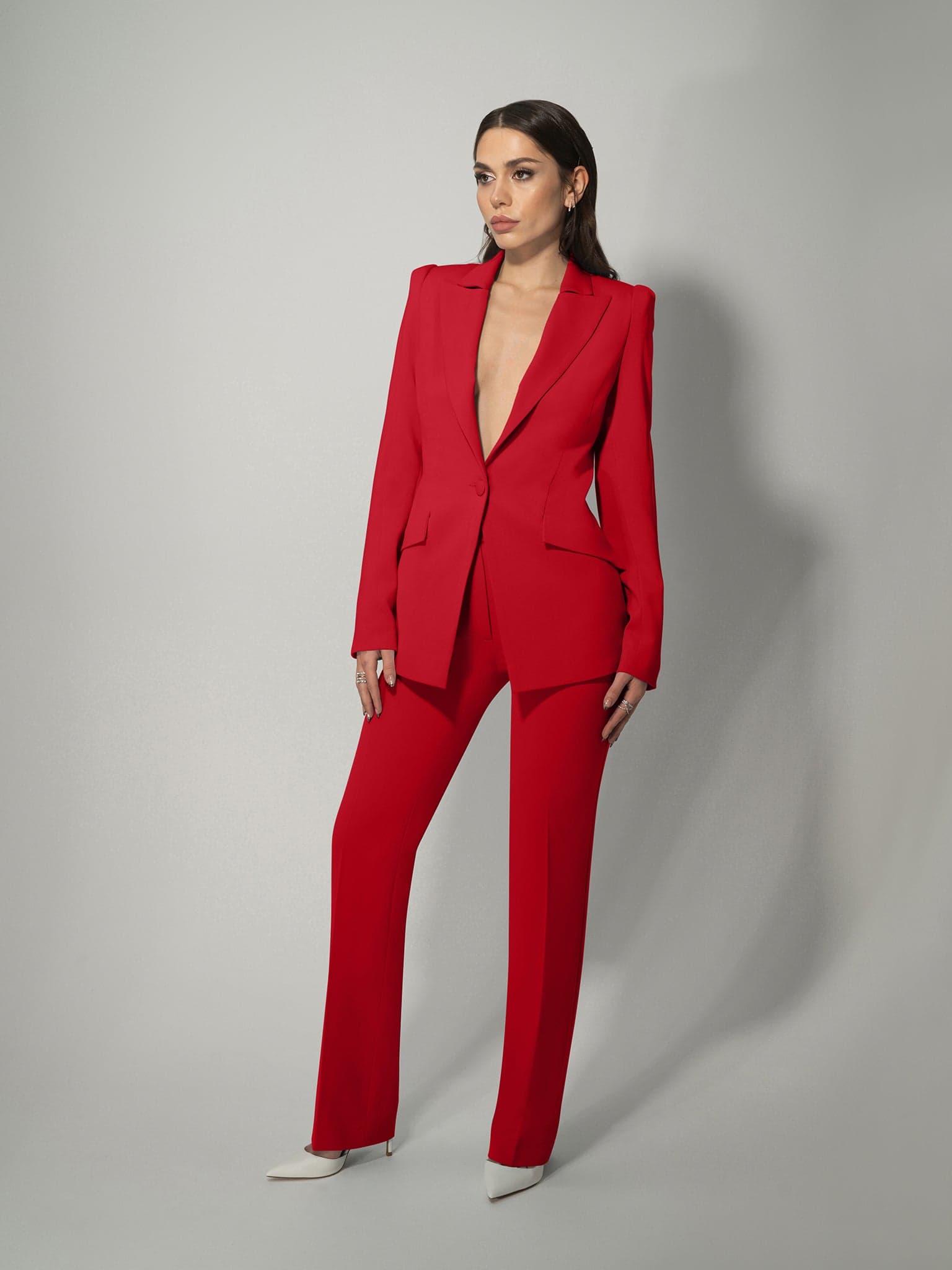 Illusion Classic Tailored Suit, Fierce Red | Tia Dorraine | Wolf