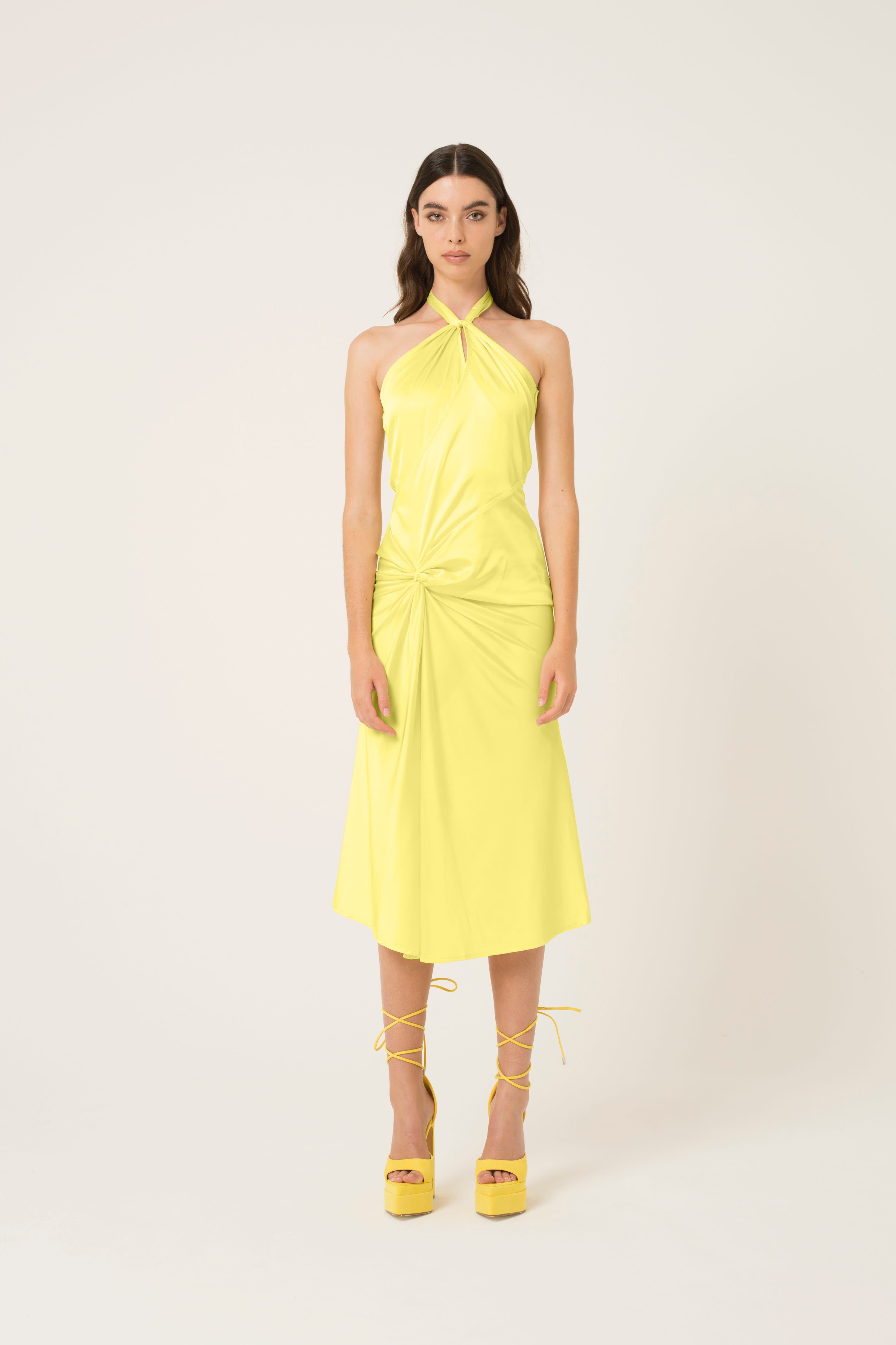 yellow halter dress