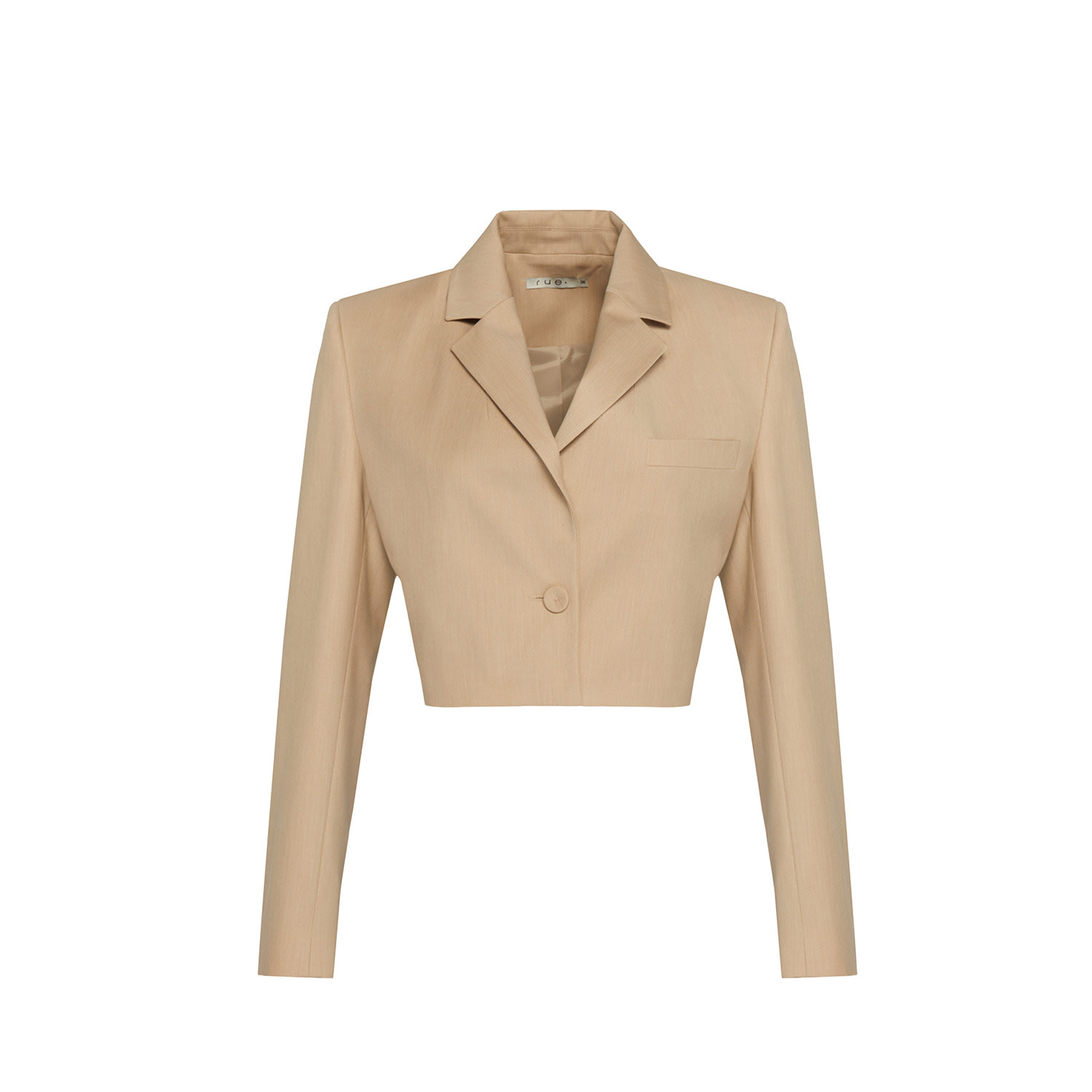 Women’s Neutrals Long-Sleeve Beige Crop Jacket Medium Rue Les Createurs