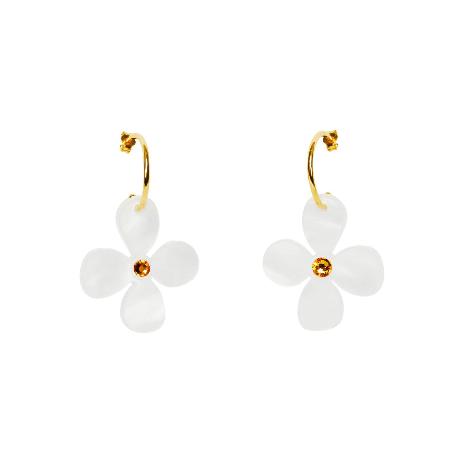 Women’s Daisy Hoop Earrings - White Toolally