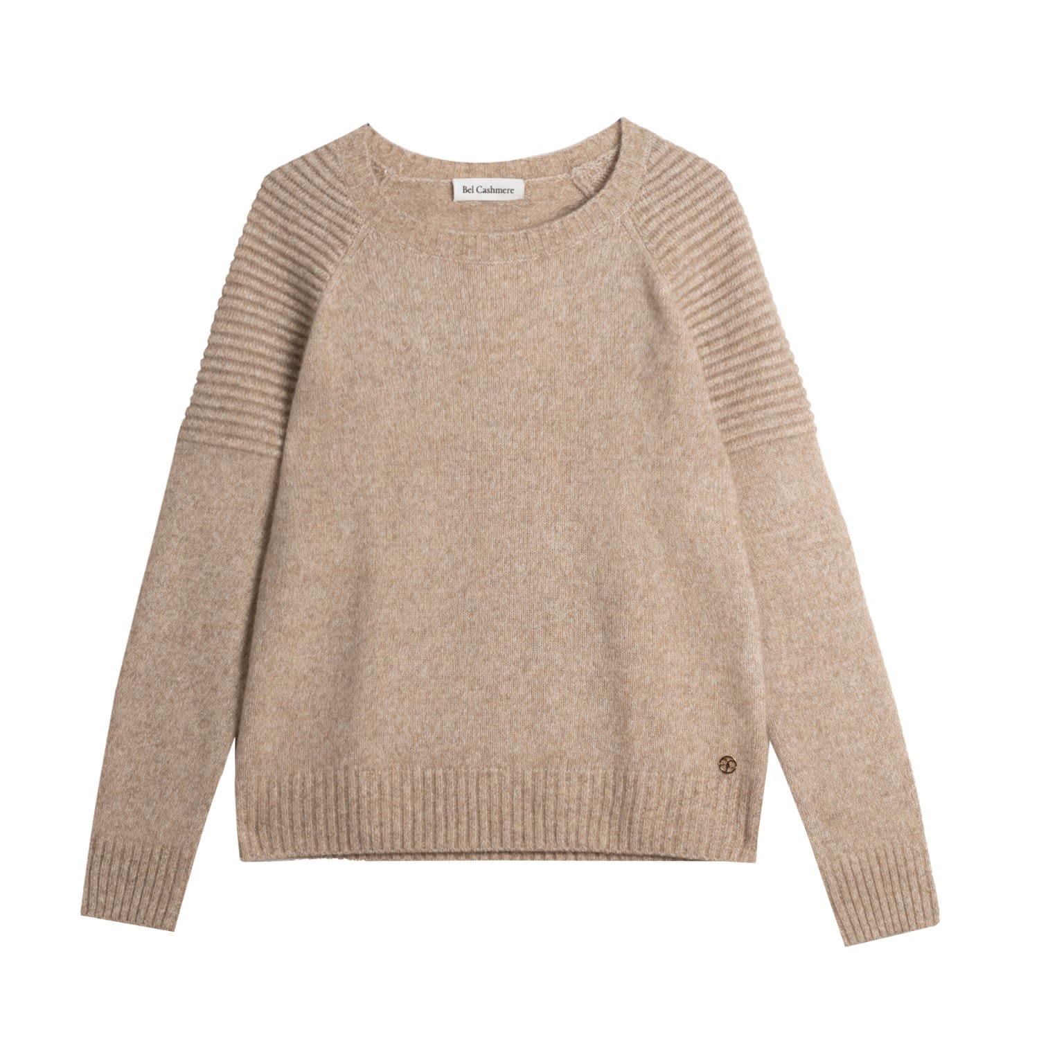 Bel Cashmere Women's Neutrals Motorbiker Cashmere Sweater Beige Jaspe In Beige