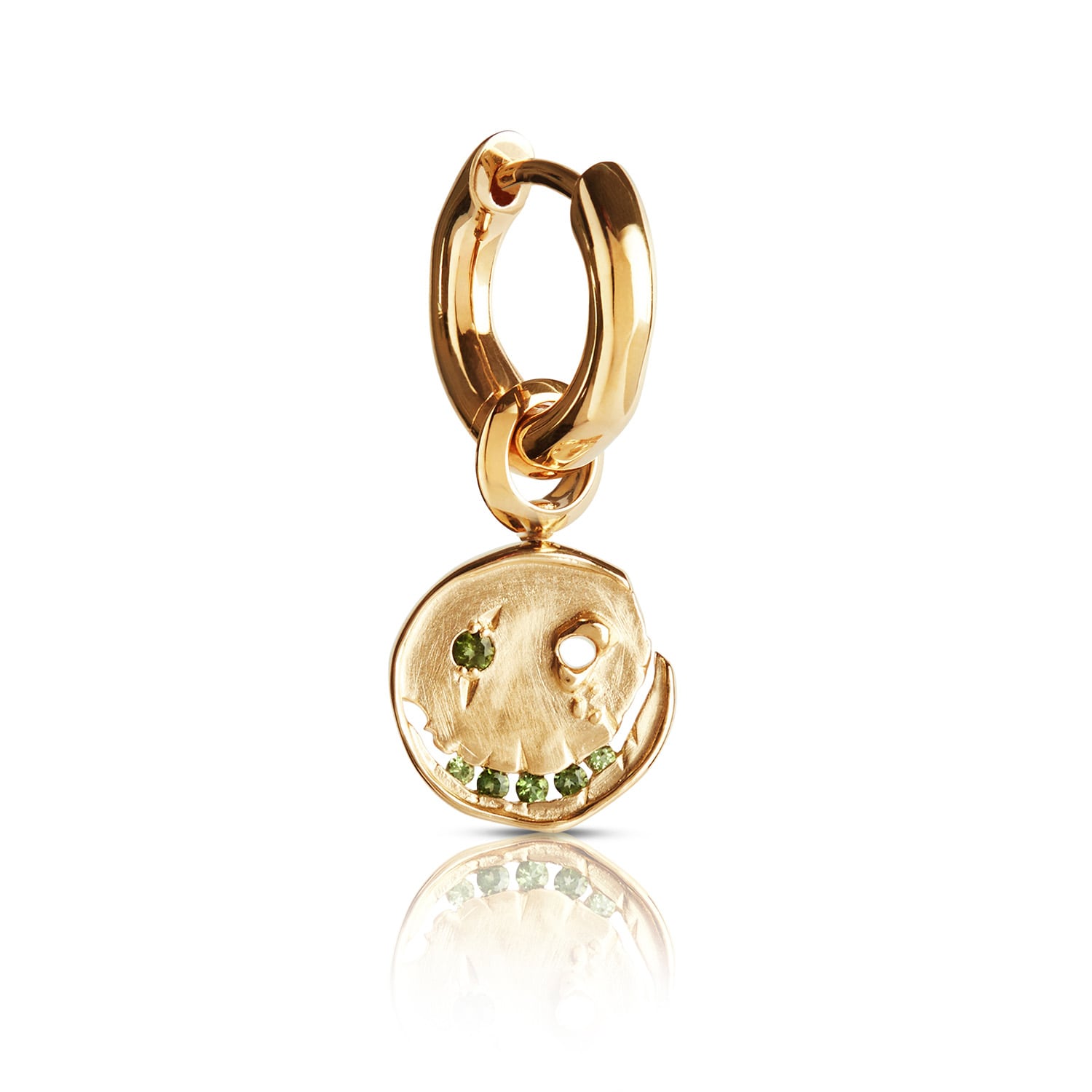 Kasun Women's Smile Hoop Earrings – October – Green Tourmaline – Gold Plated