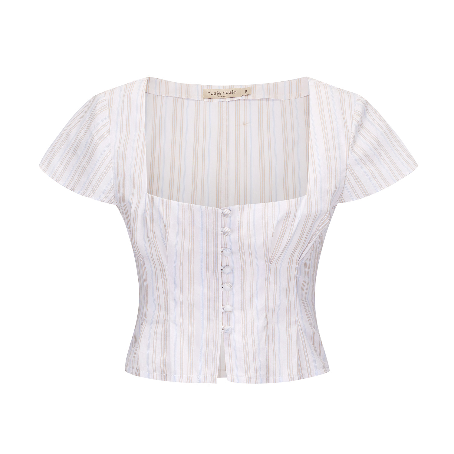 Nuaje Nuaje Women's White Lynn Square Neck Button Top