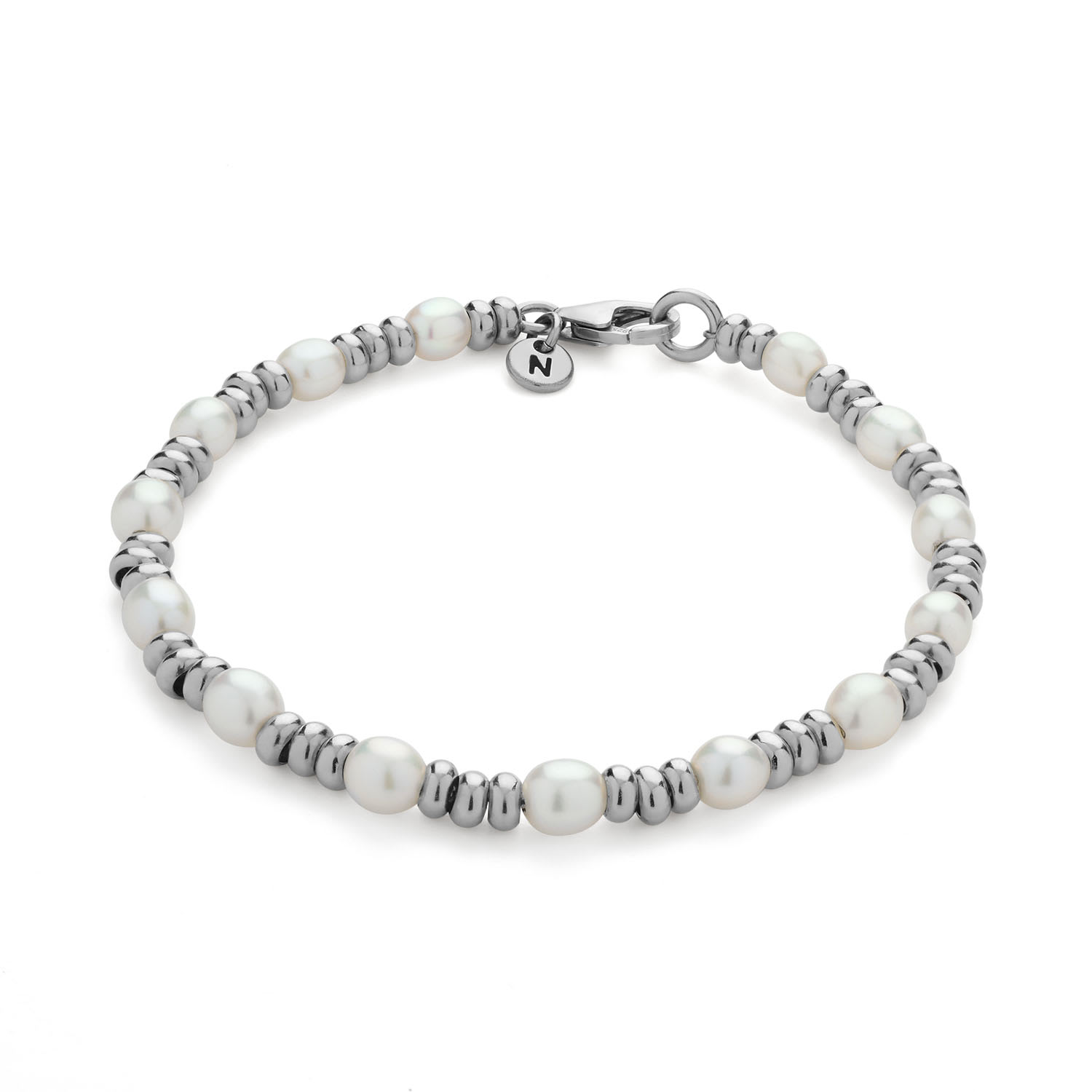 Nellou Jewellery Women's Ellen Gem White Pearl Bracelet Sterling Silver