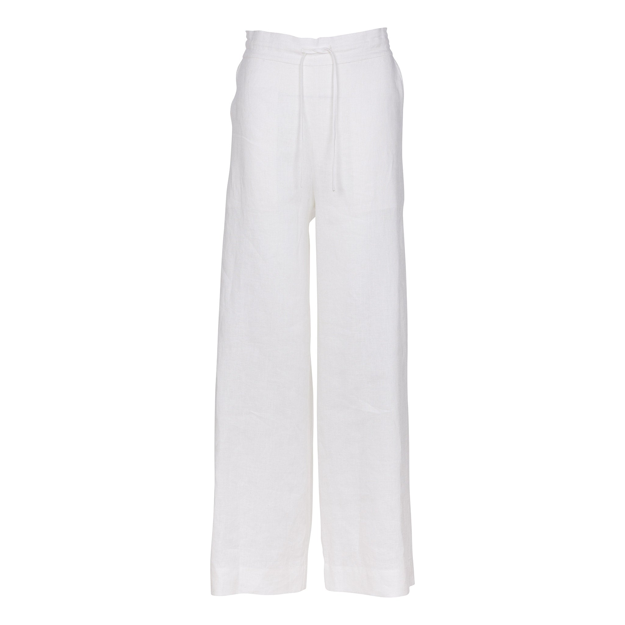 Nokaya Women's White Heavy Linen Wide-leg Pants Perfect Days In White
