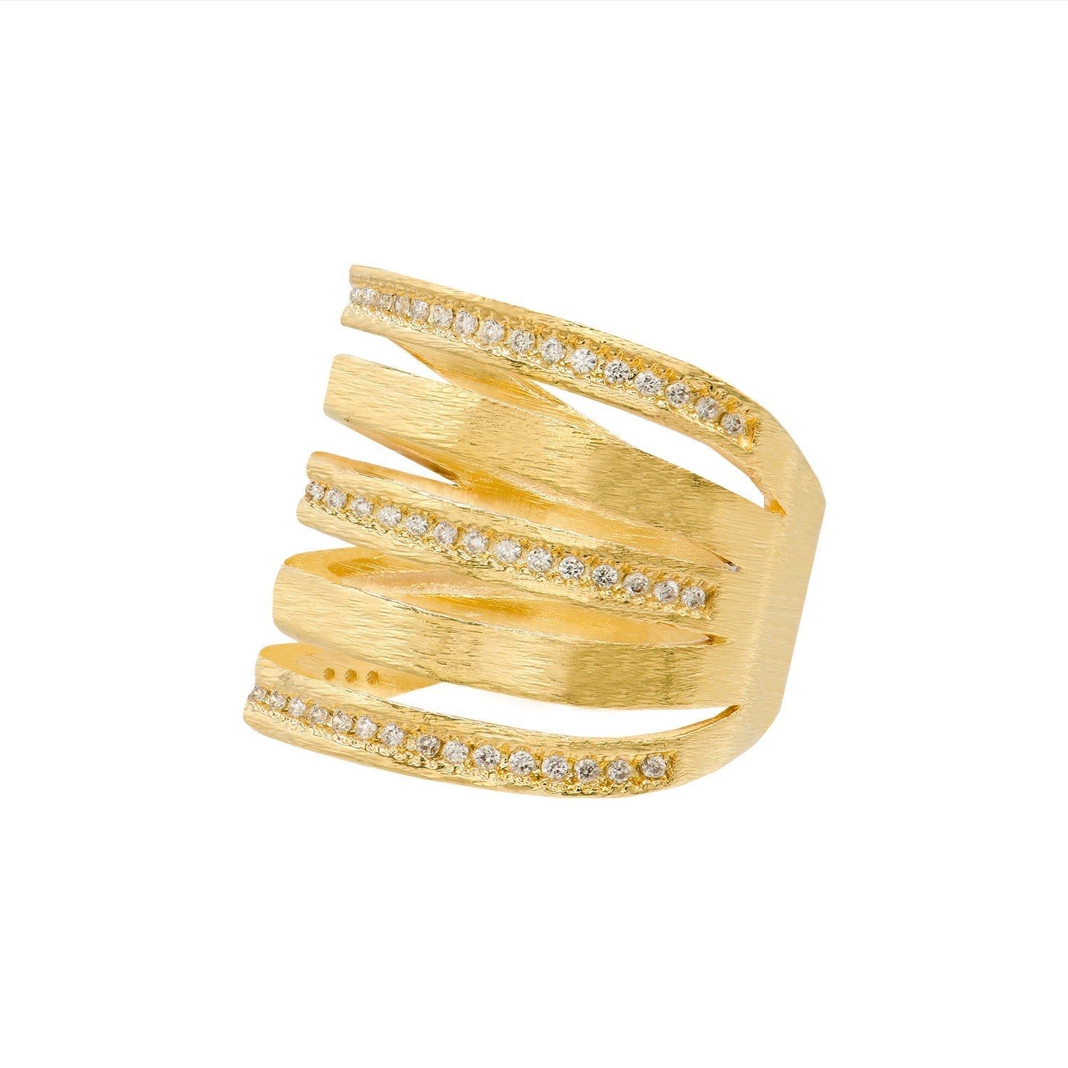 Marcia Moran Women's Gold Akila Multiband Ring With Zirconias